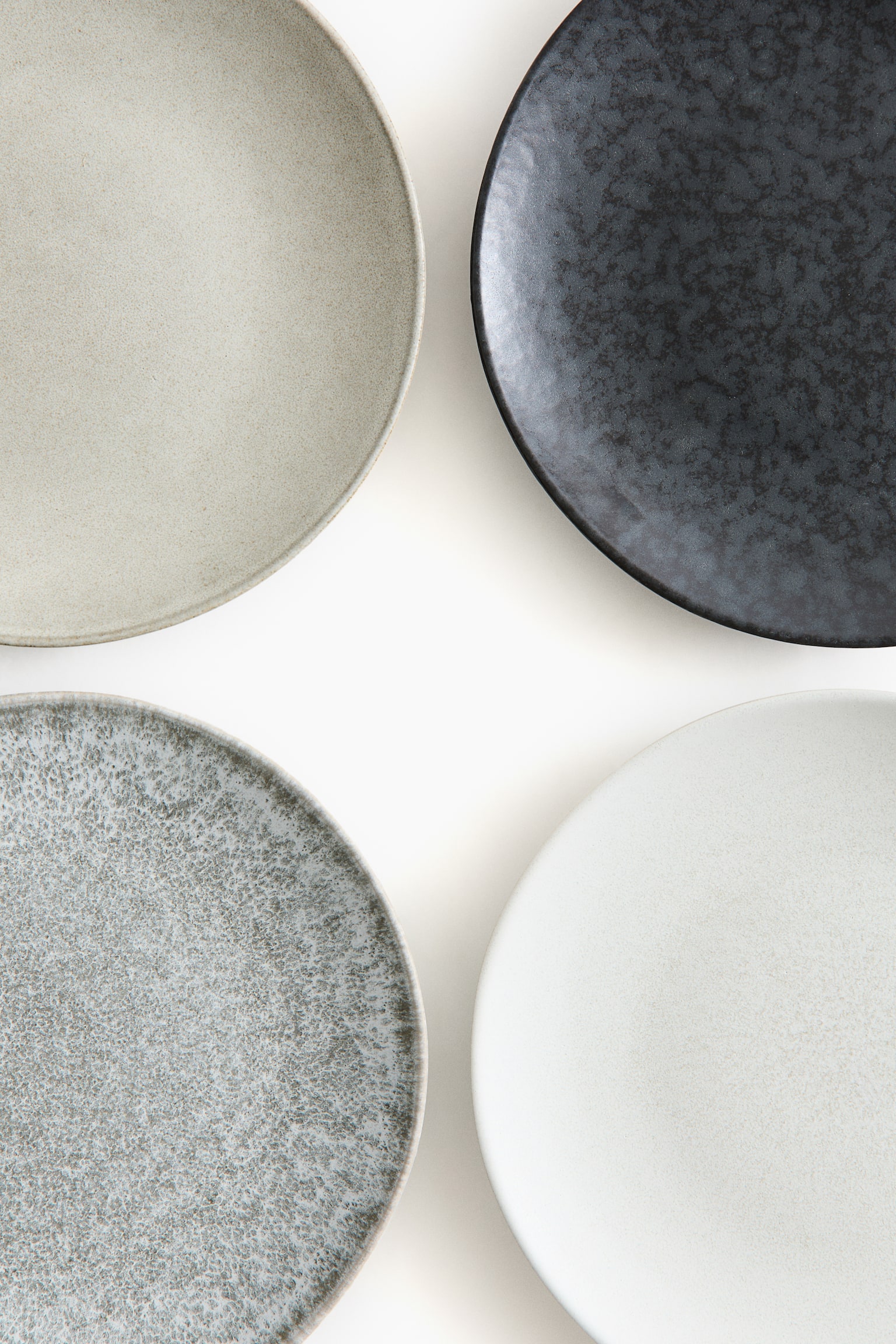 4-pack stoneware medium plates - Light grey/Beige/Dark green - 3