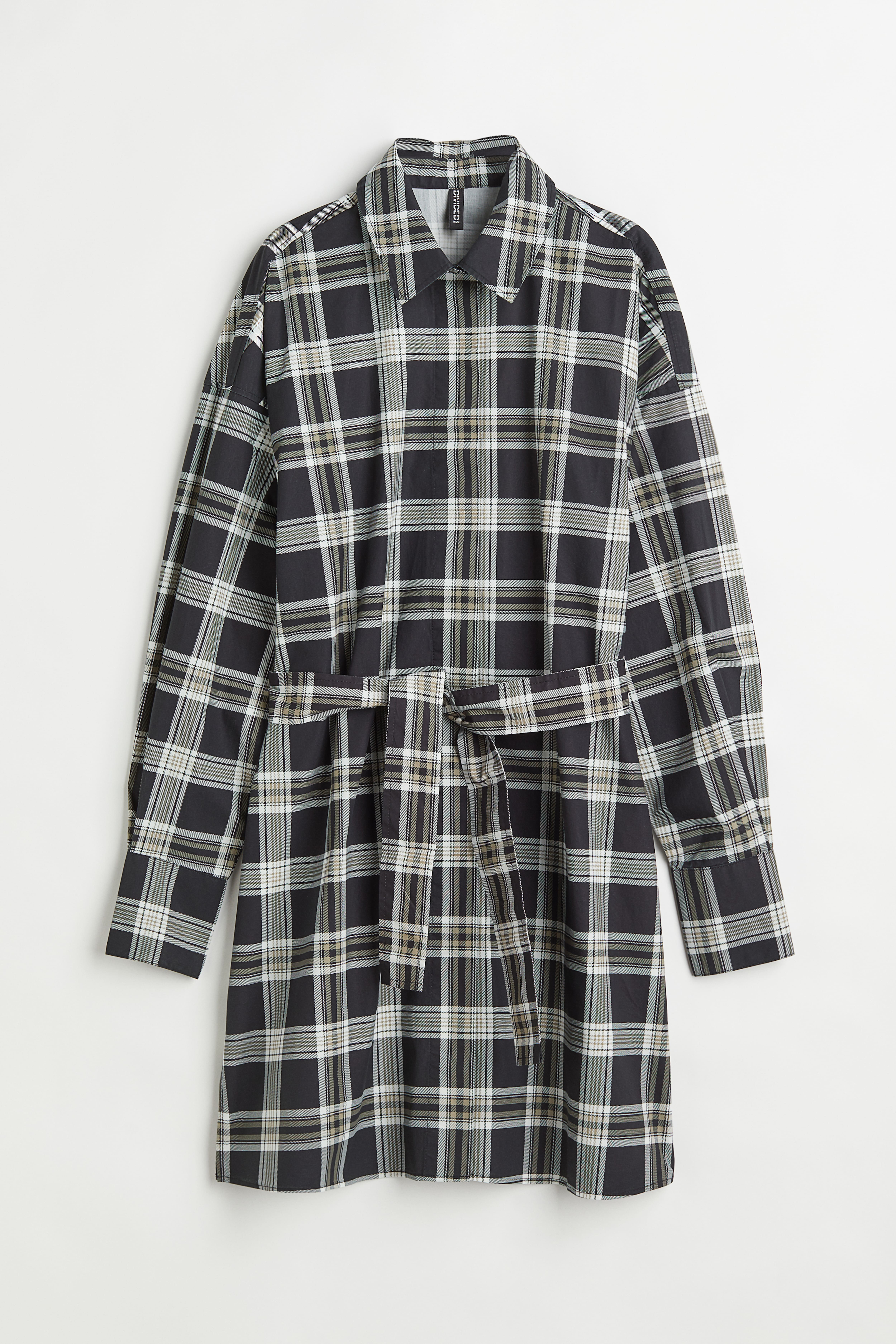 H&m checked shirt dress hotsell