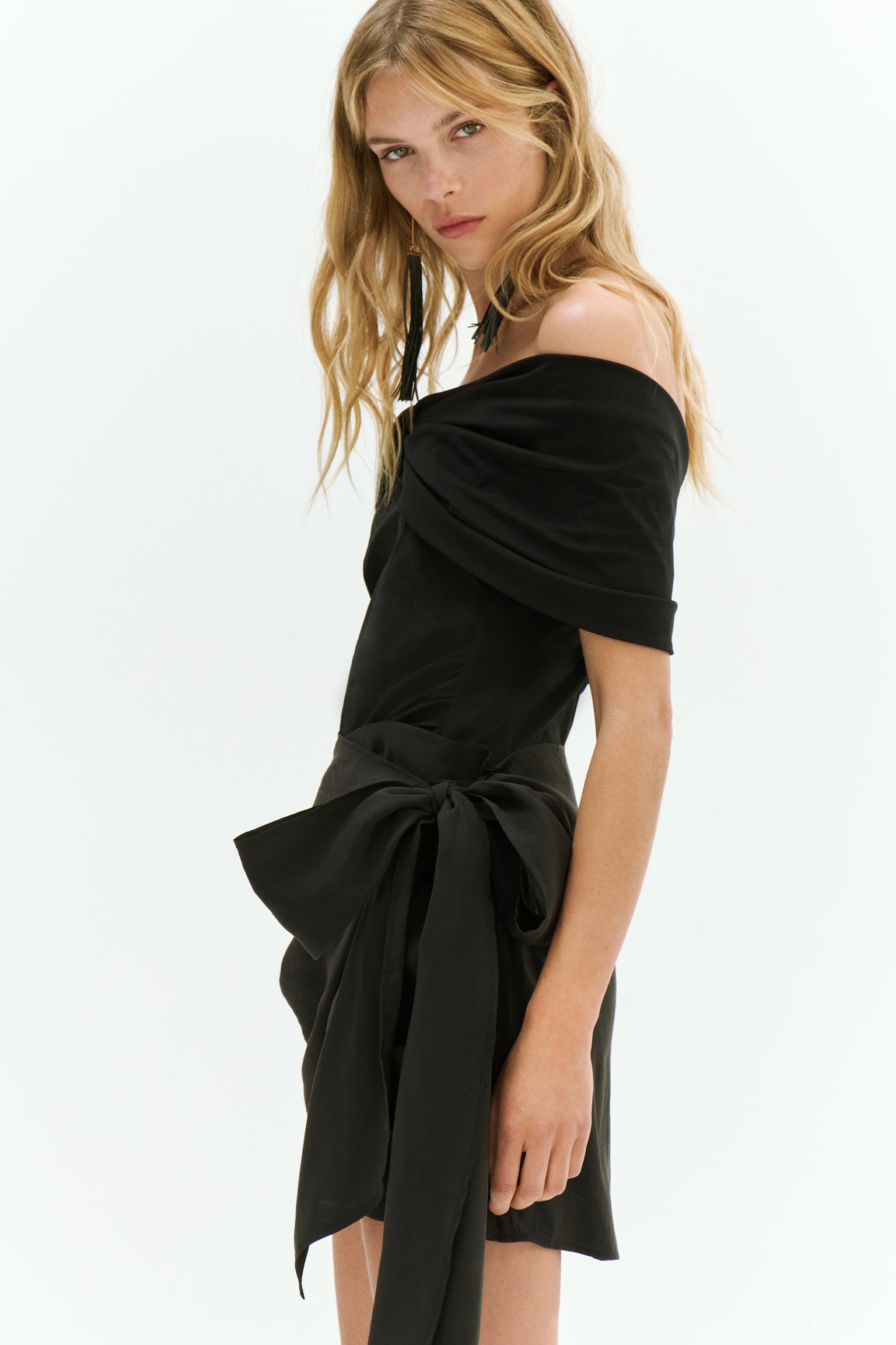 Draped wrap skirt - Black - 1