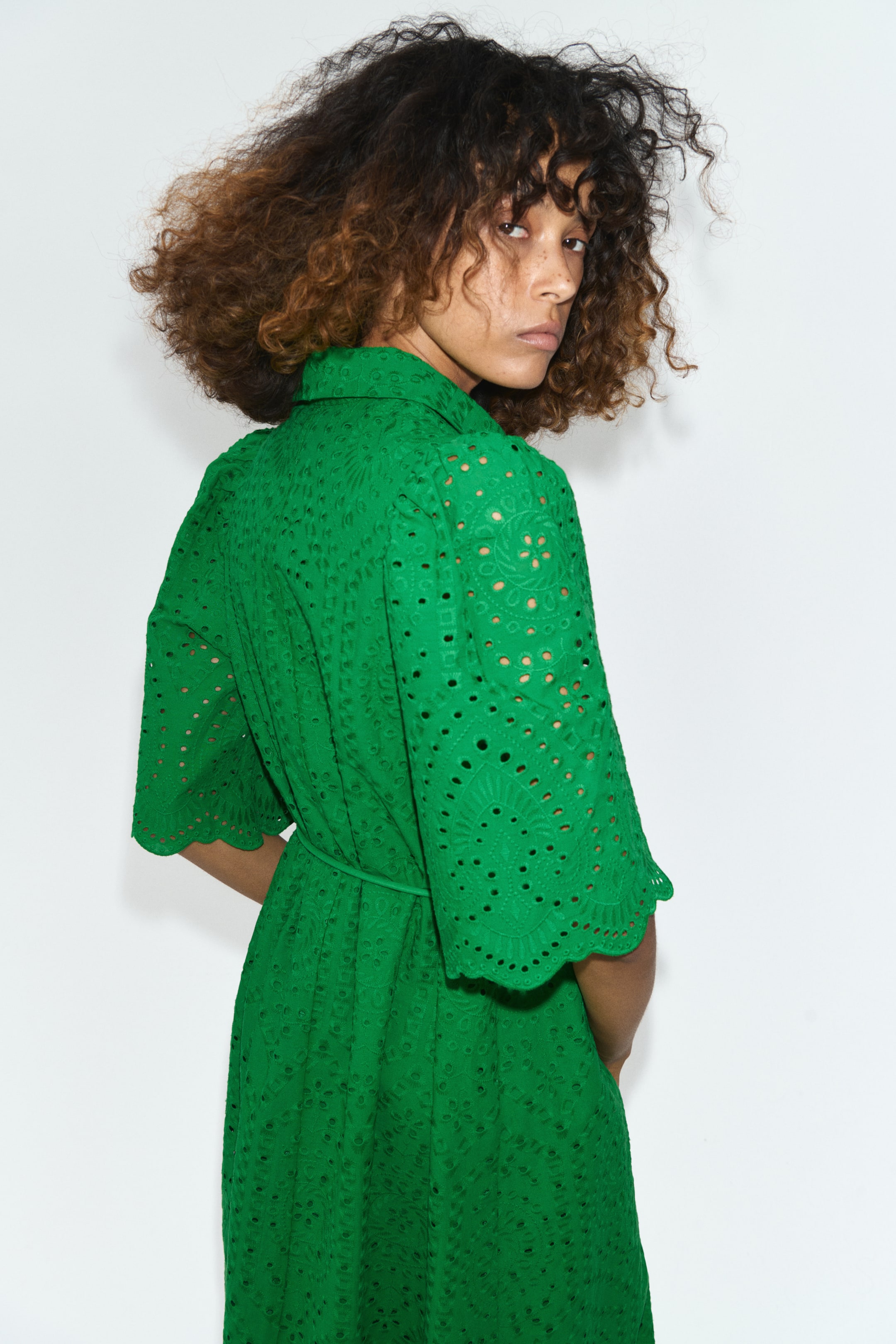 Eyelet-Embroidered Cotton Shirt Dress