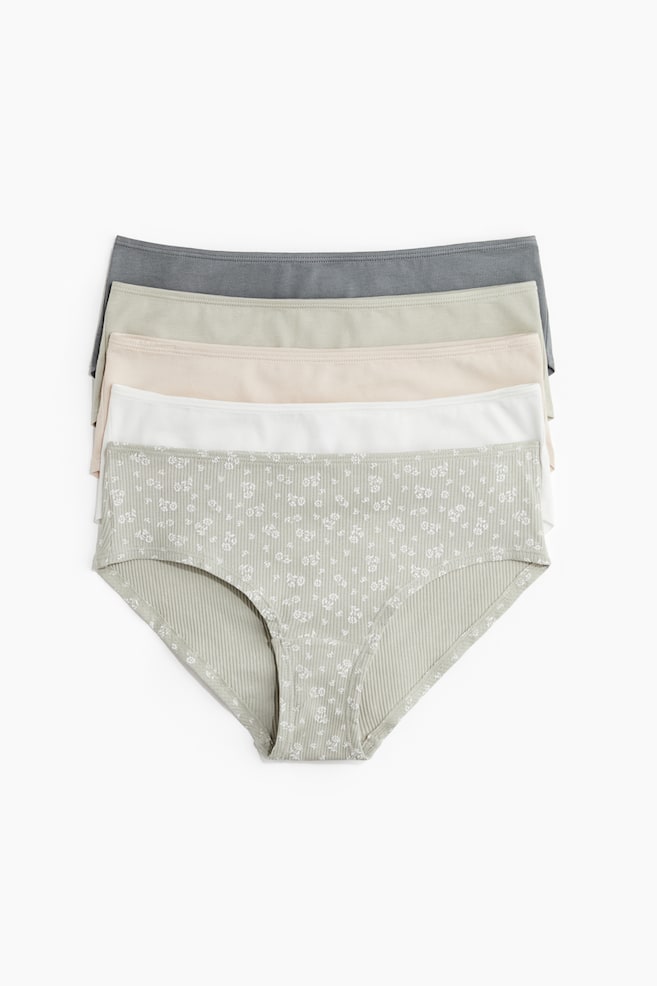 5-pack cotton hipster briefs - Light green/Floral/Cream/Floral/Black - 1
