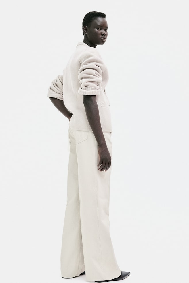 Straight twill trousers - Light beige/Light beige/Black/Dark grey - 3