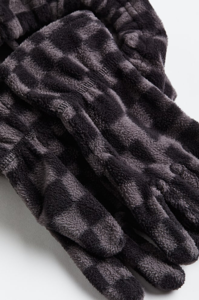 2-piece fleece set - Dark grey/Checked/Black - 3