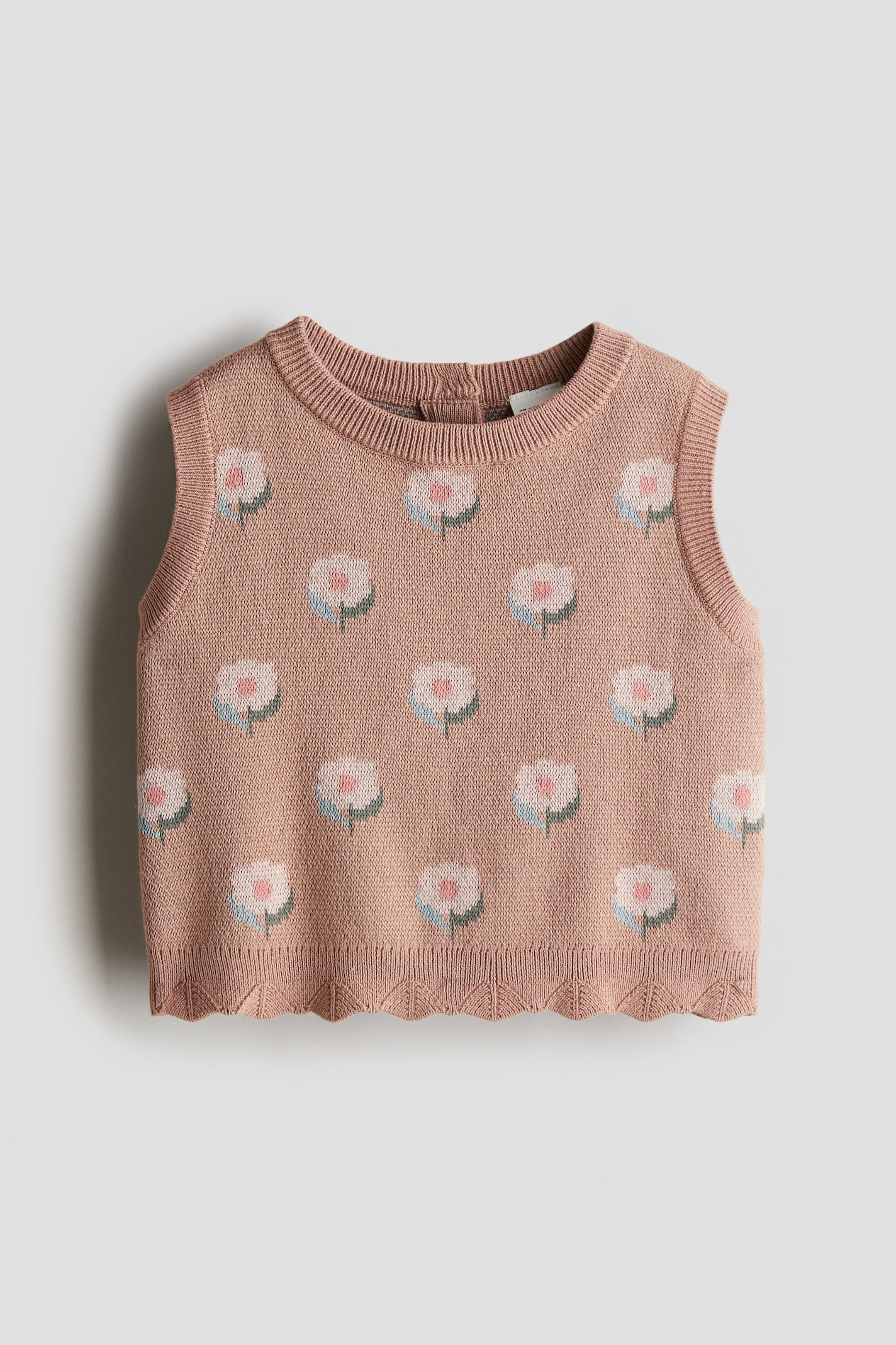 Jacquard-knit sweater vest - Beige/Floral - Kids | H&M GB 1