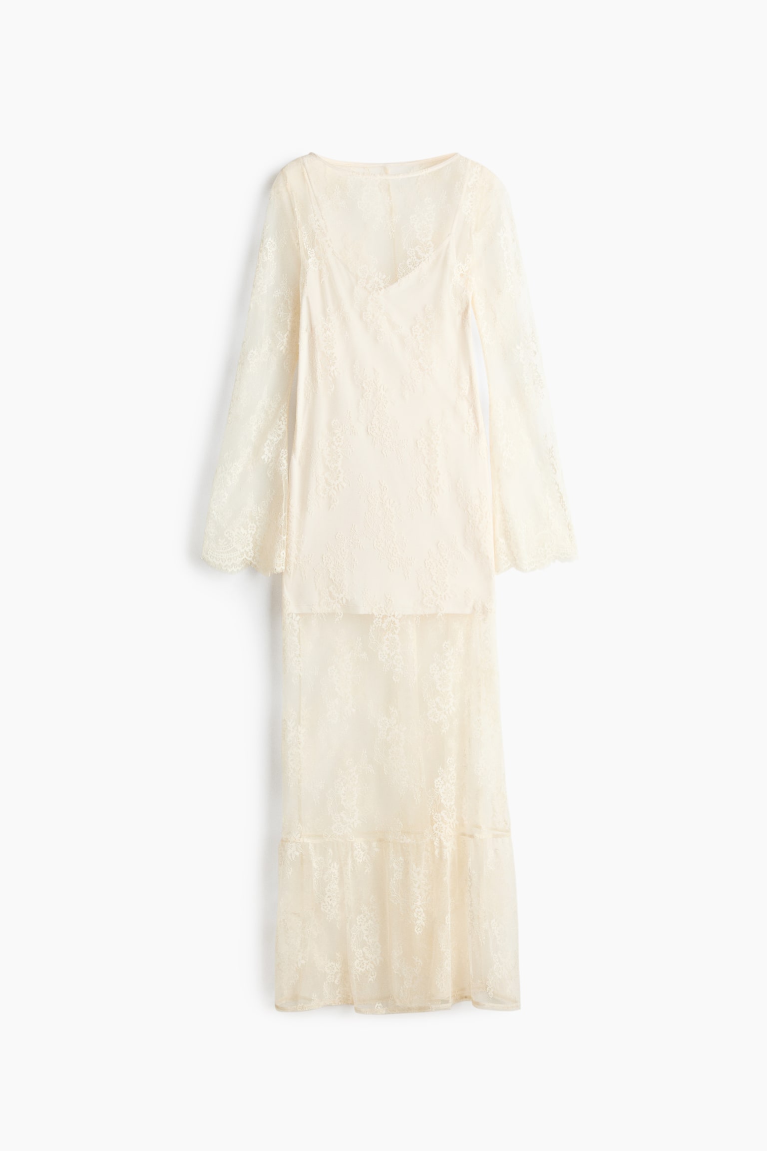 Robe maxi en dentelle - Crème - 1