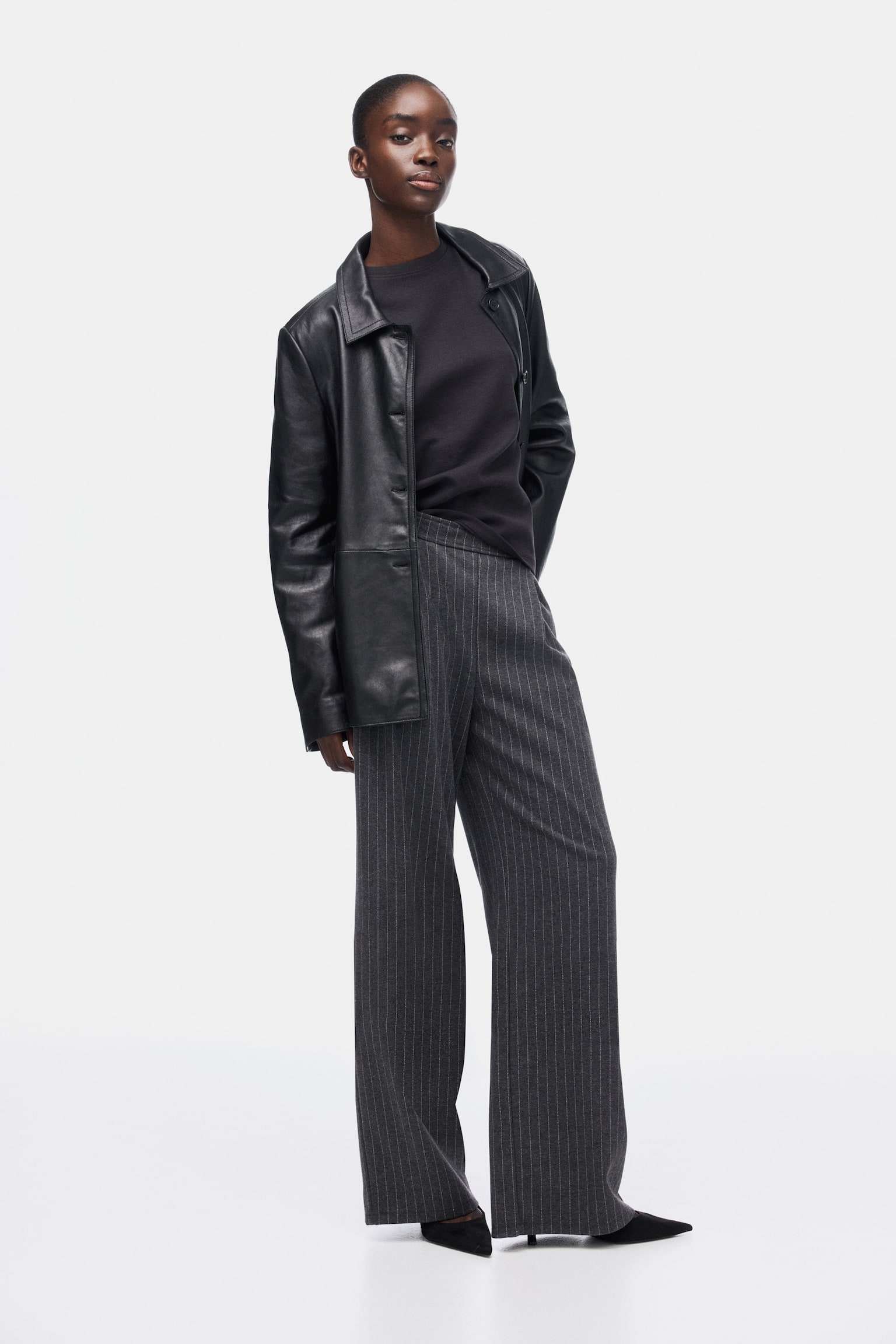 Wide trousers - Dark grey marl/Pinstriped/Dark brown/Black/Dark brown/Dark brown/Greige marl - 3