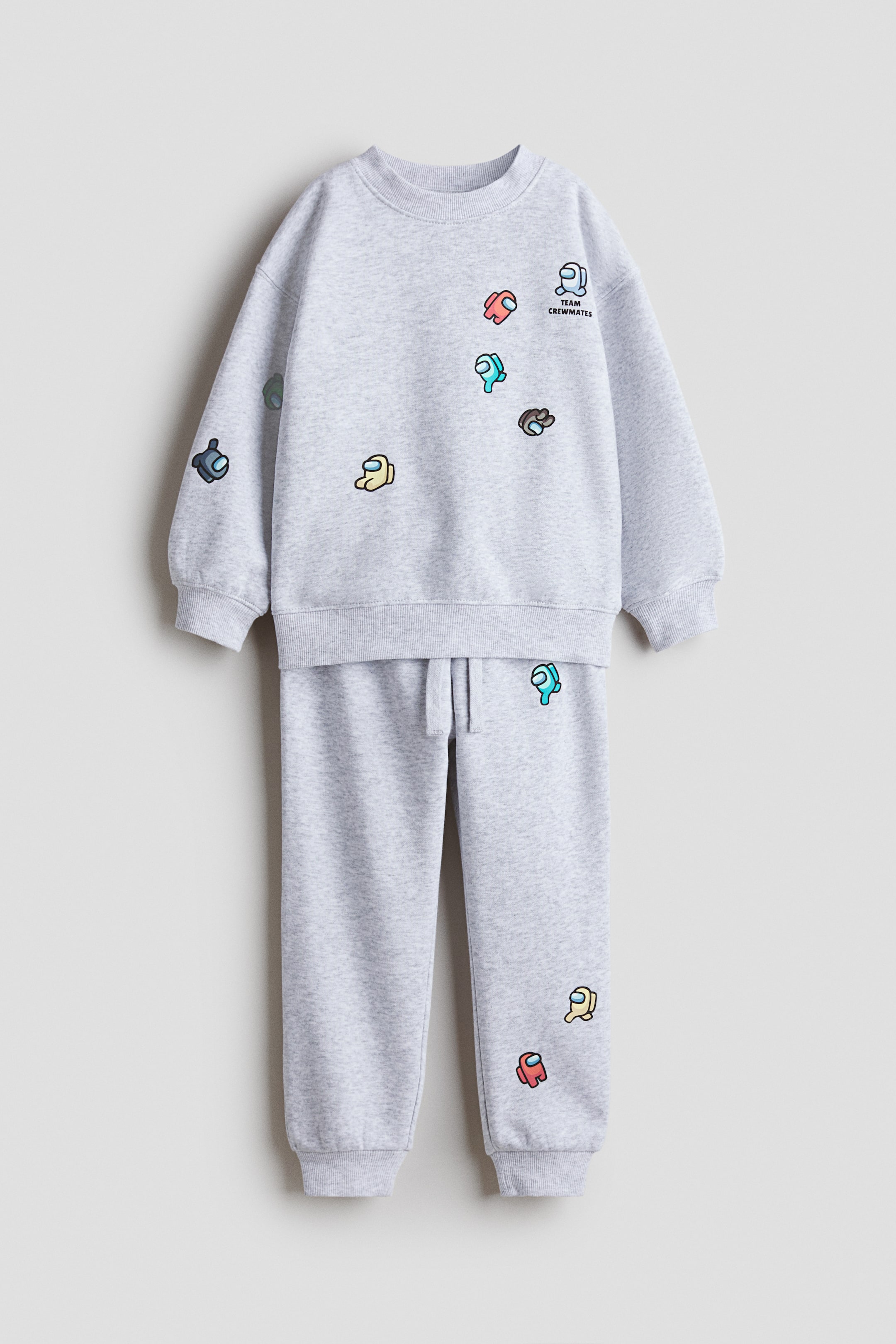 View larger image: 2-piece printed sweatshirt set - Light grey marl/Among Us - Kids | H&M IN 1