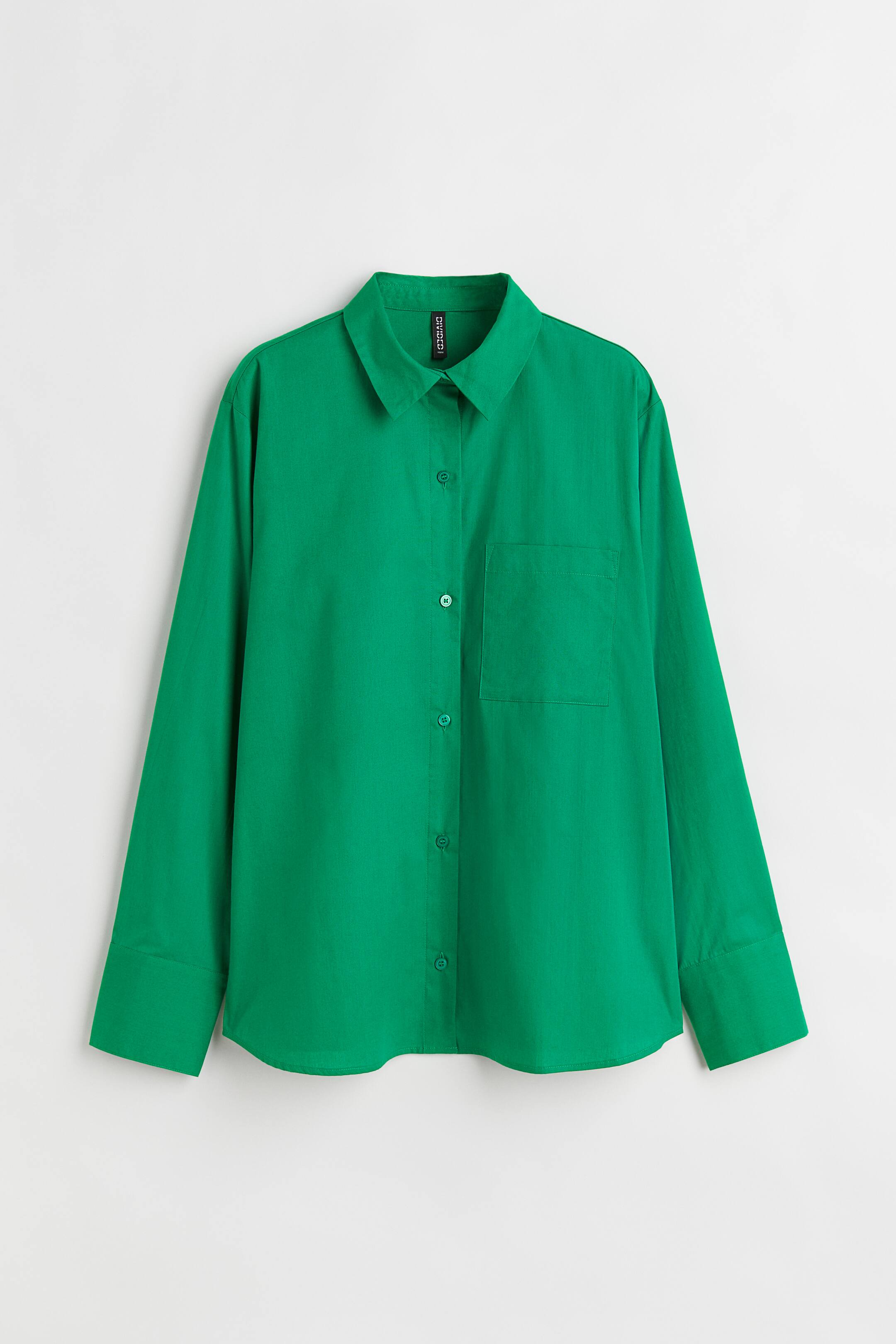 オーバーサイズポプリンシャツ - ブライトグリーン - レディース | H&M JP