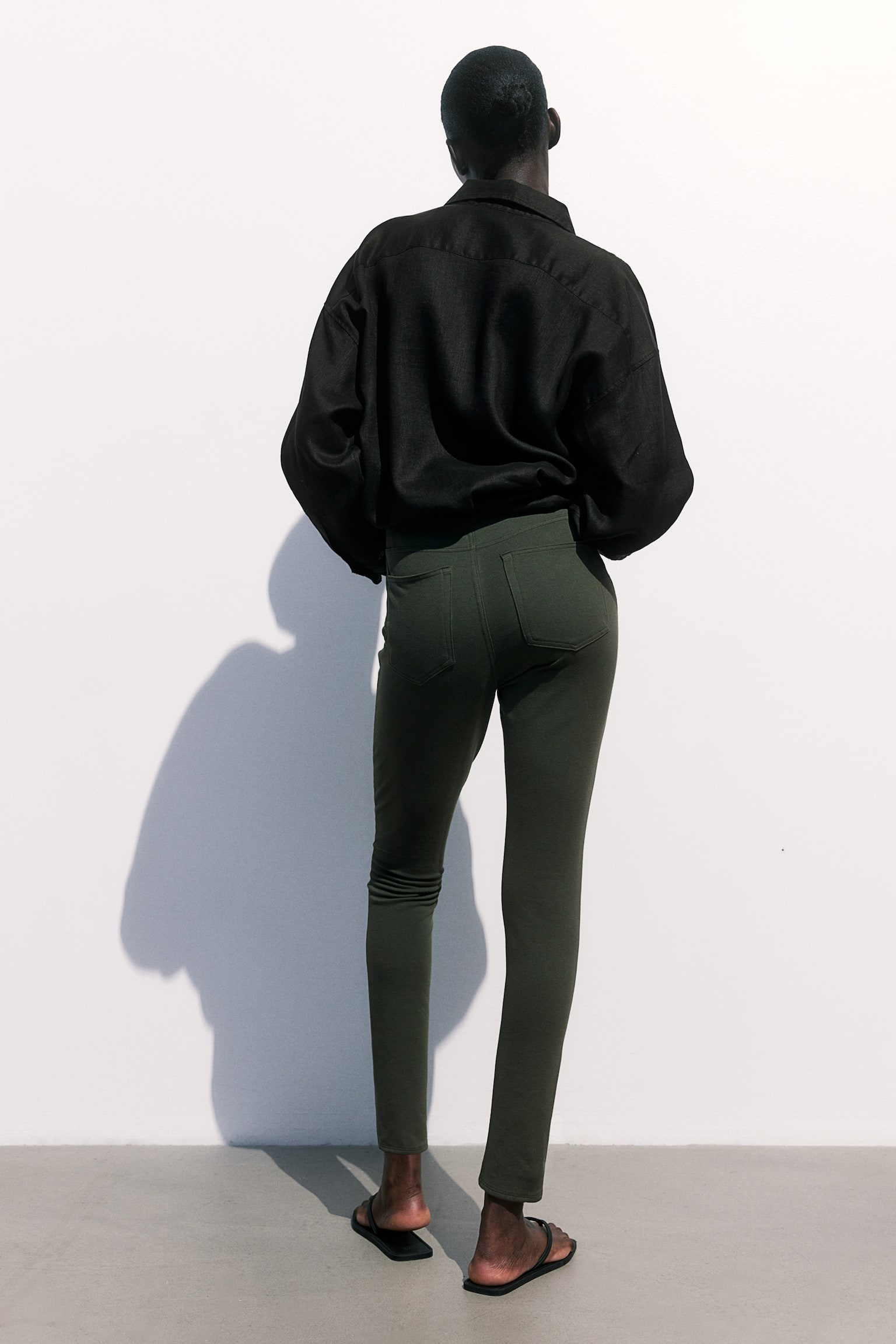 MAMA Jersey jeggings - Dark khaki green/Black - 4