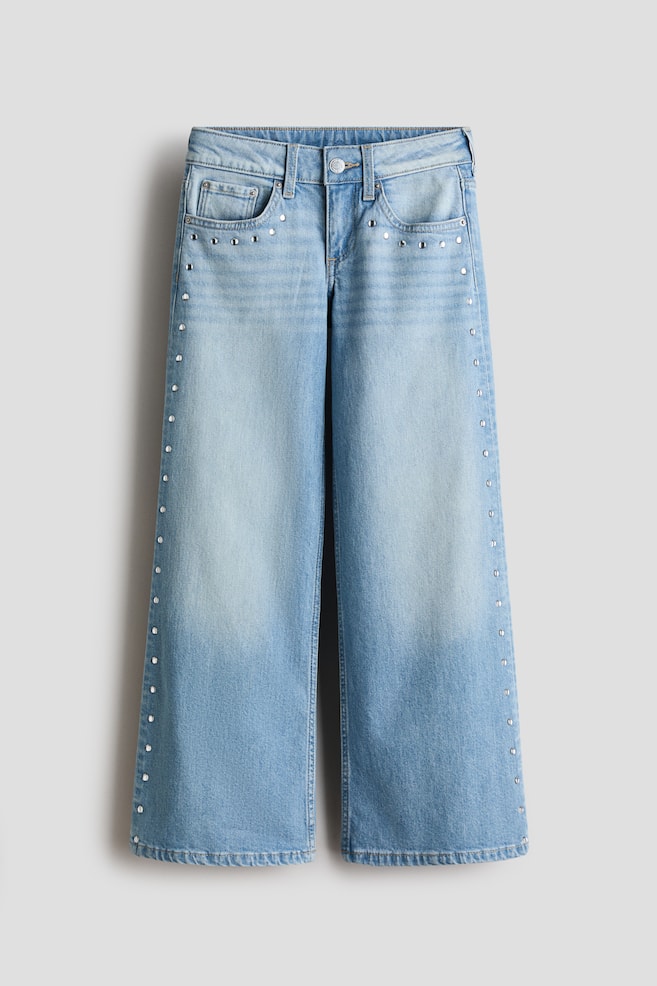 Studded Wide-Leg Low Jeans - Light denim blue/studs - 1