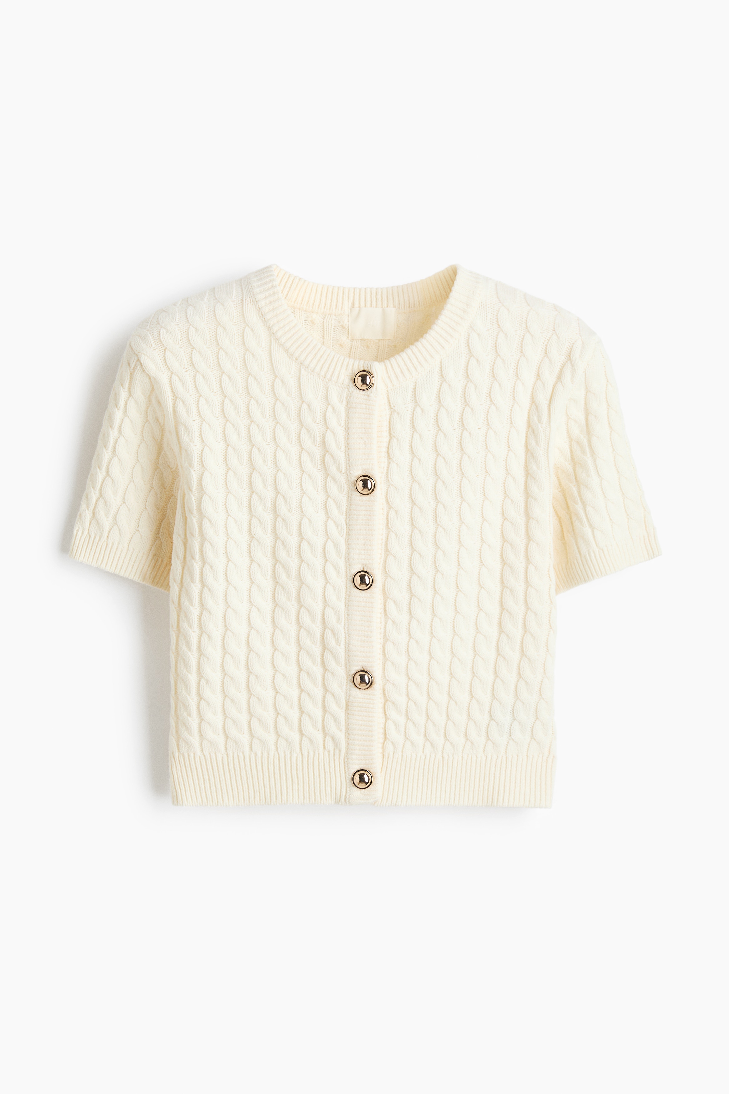 Cable-knit cardigan - Cream/Light beige/Light blue