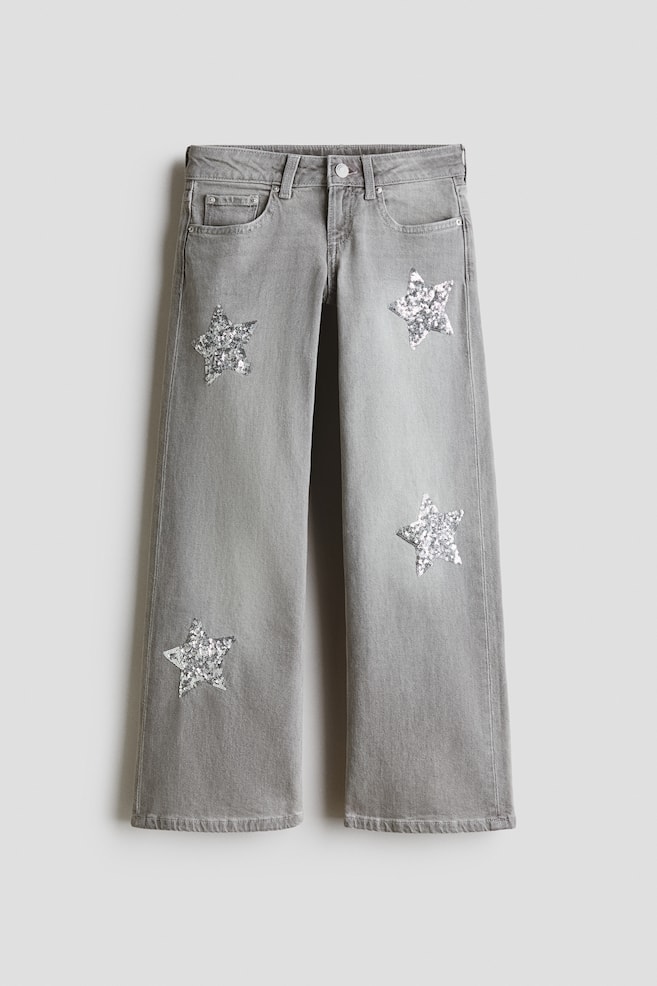 Wide Leg Low Jeans - Gris denim claro/Estrellas/Azul denim claro/Estrellas/Azul denim claro/Marrón/Estampado de leopardo - 1