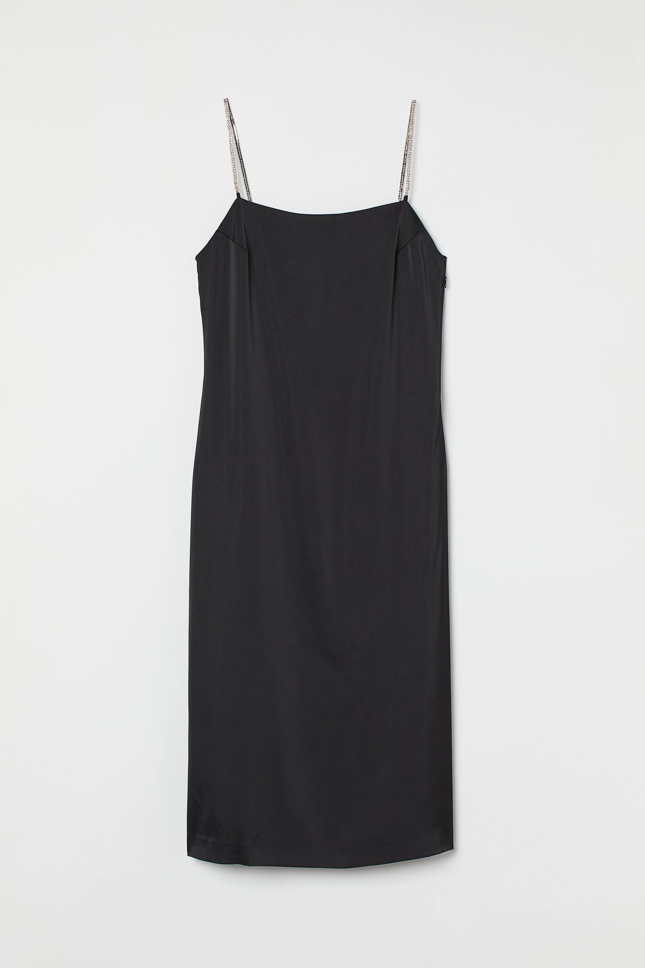 Slip Dress with Decorated Shoulder Straps - Black - Ladies | H&M US