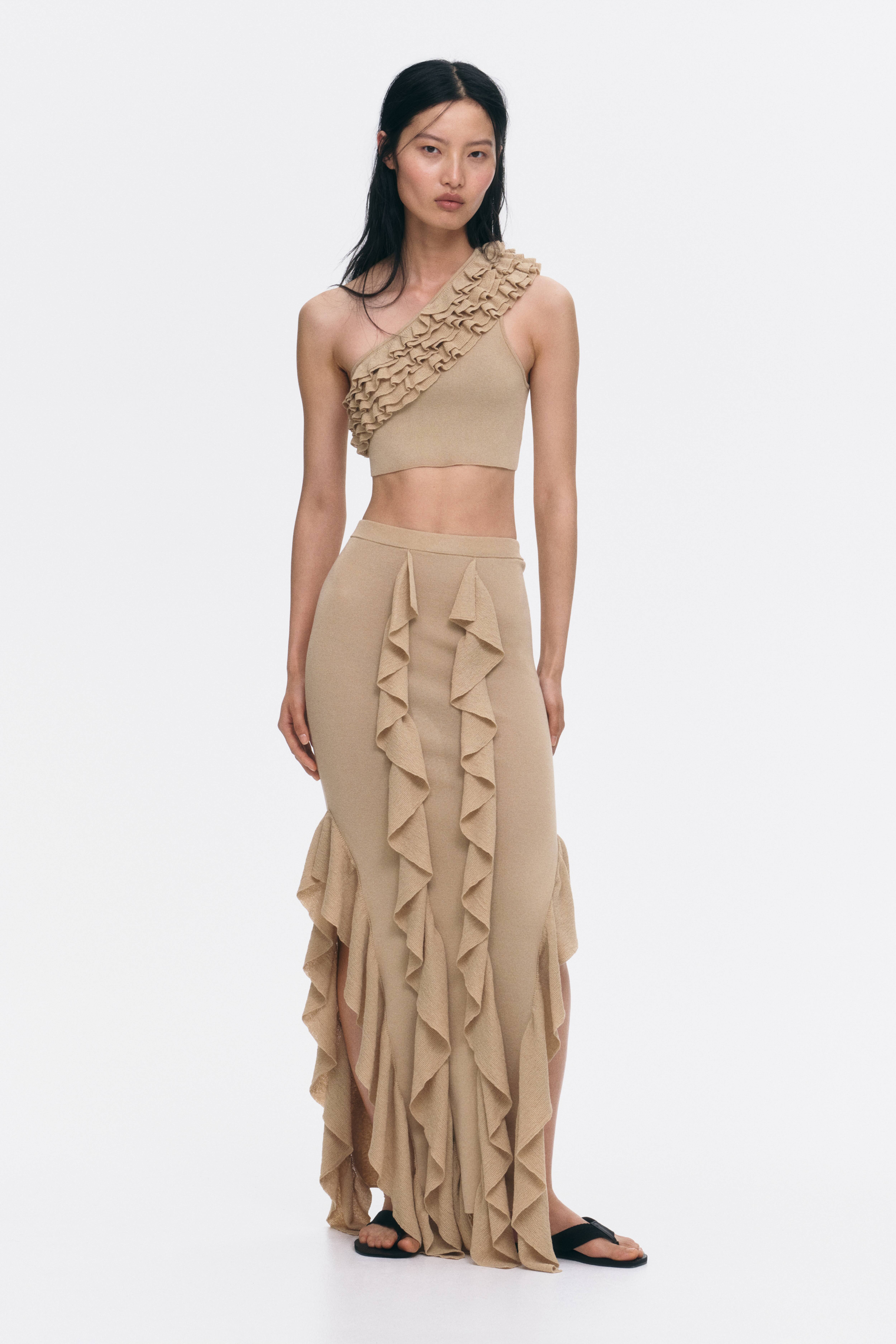 Ruffled One-Shoulder Crop Top