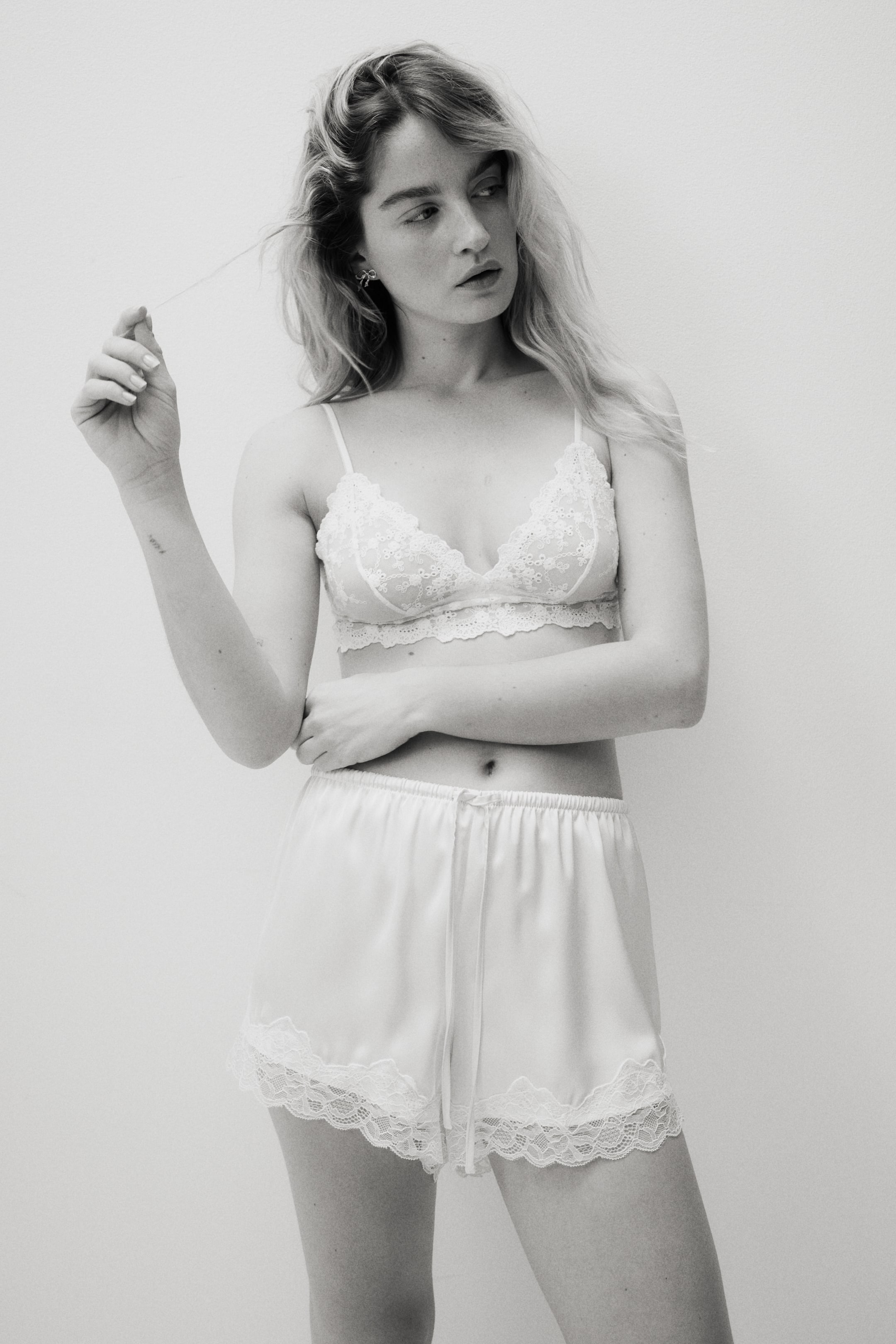 Lace-Trimmed Satin Shorts