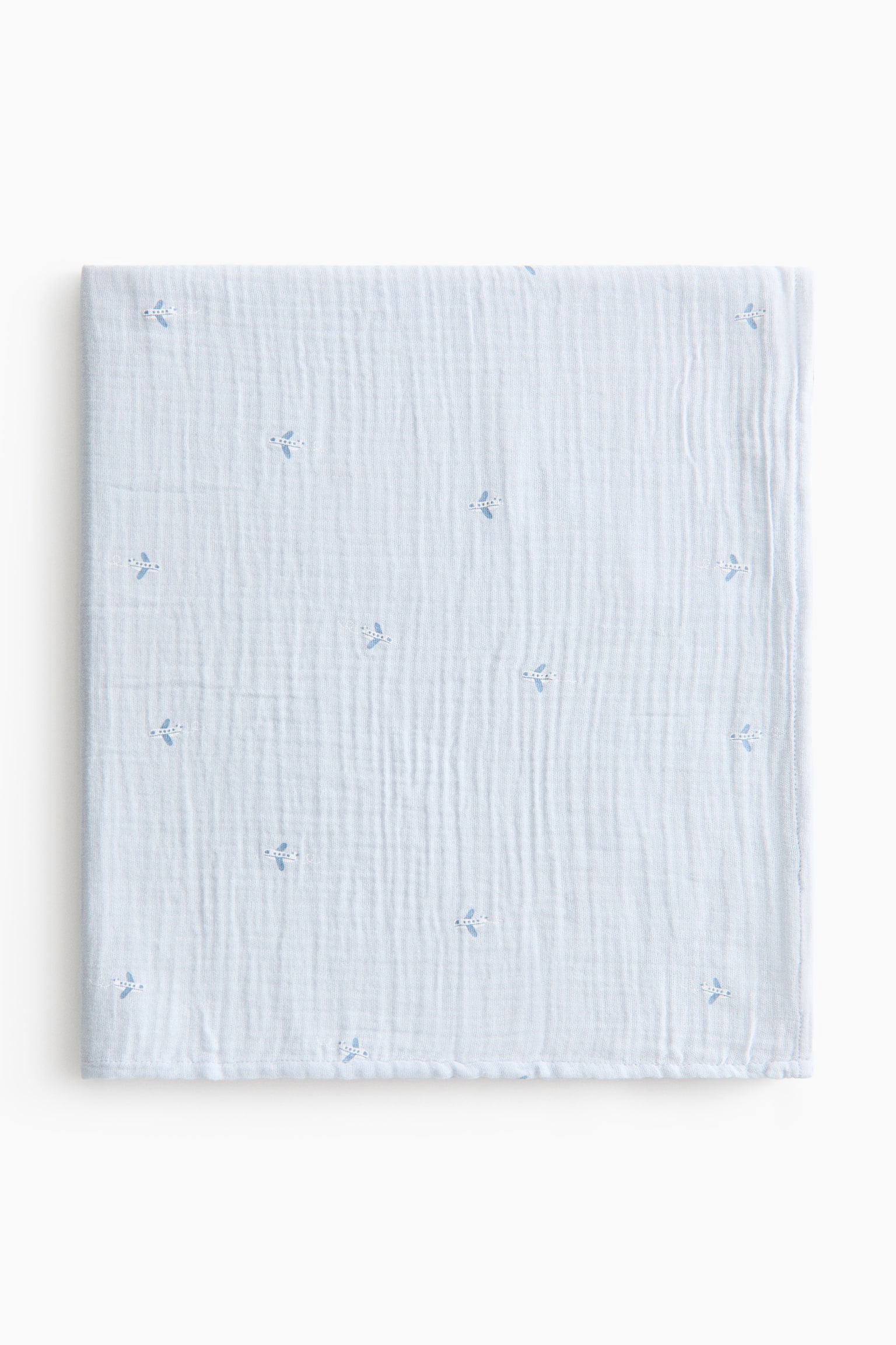 Muslin baby blanket - Light blue/Planes/White/Puppies - 1