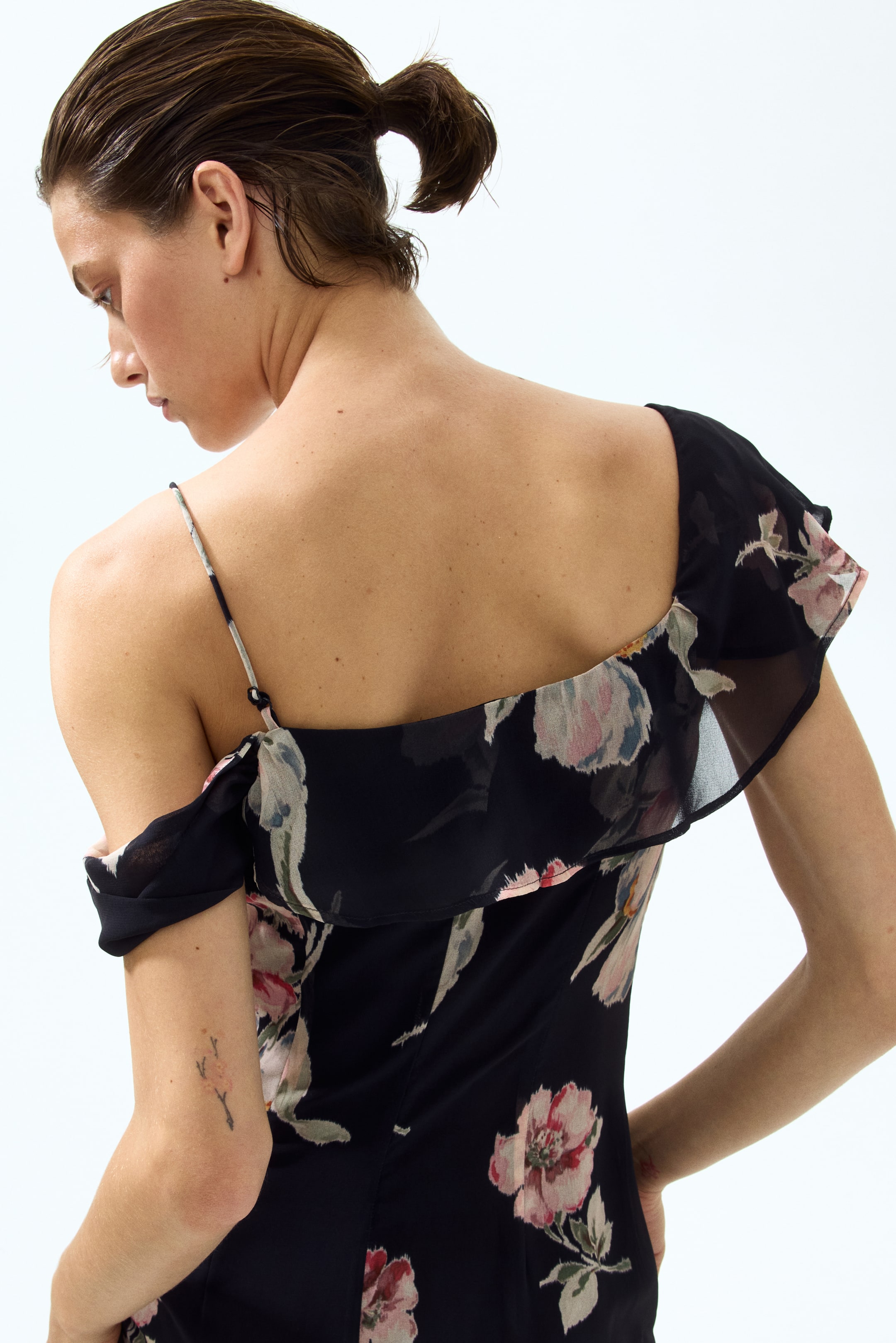 Asymmetric Open-Shoulder Dress