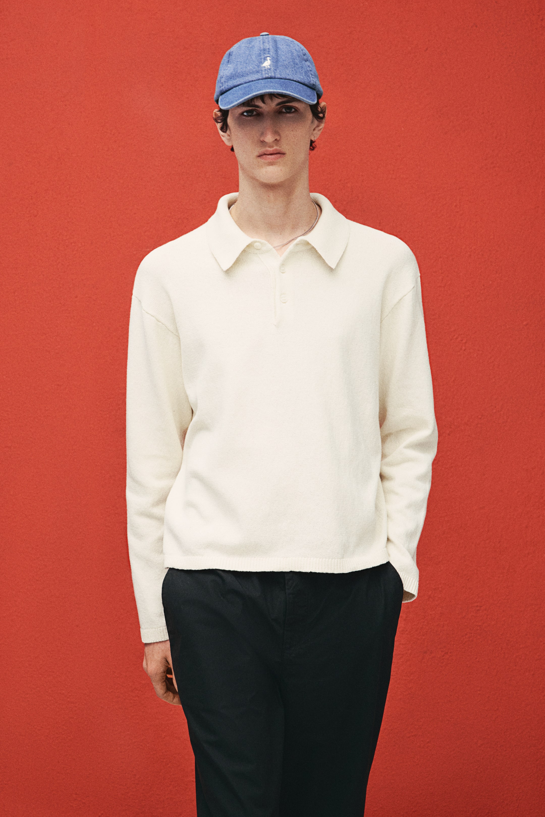 Loose-Fit Fine-Knit Polo Shirt