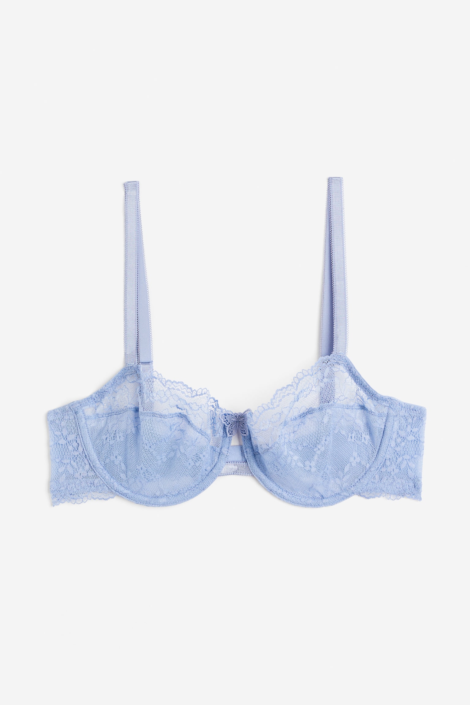 Non-padded underwired lace bra - Light blue/White - 1