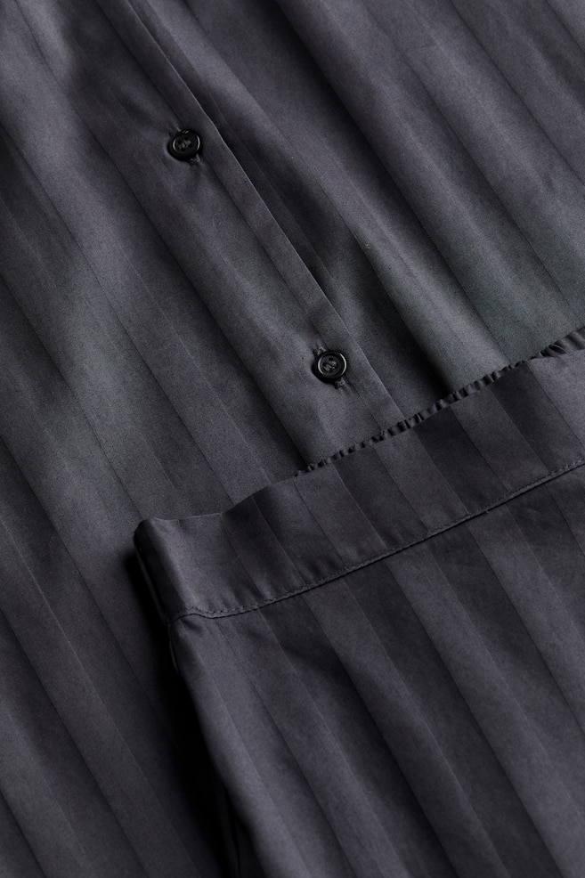 Cotton sateen pyjama shirt and shorts - Dark grey /White/Striped/Bright blue/Striped - 4