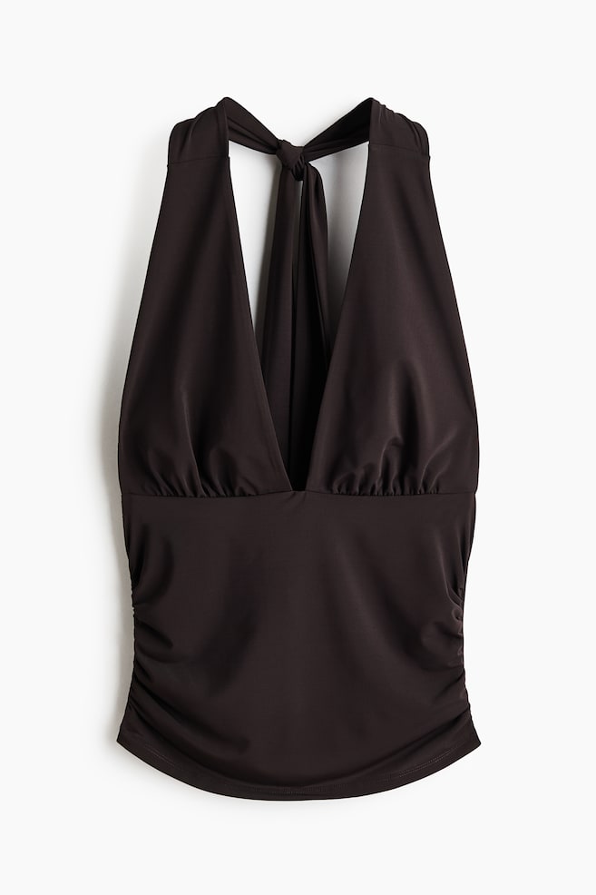 Top halter drapeado - Marrón oscuro - 1