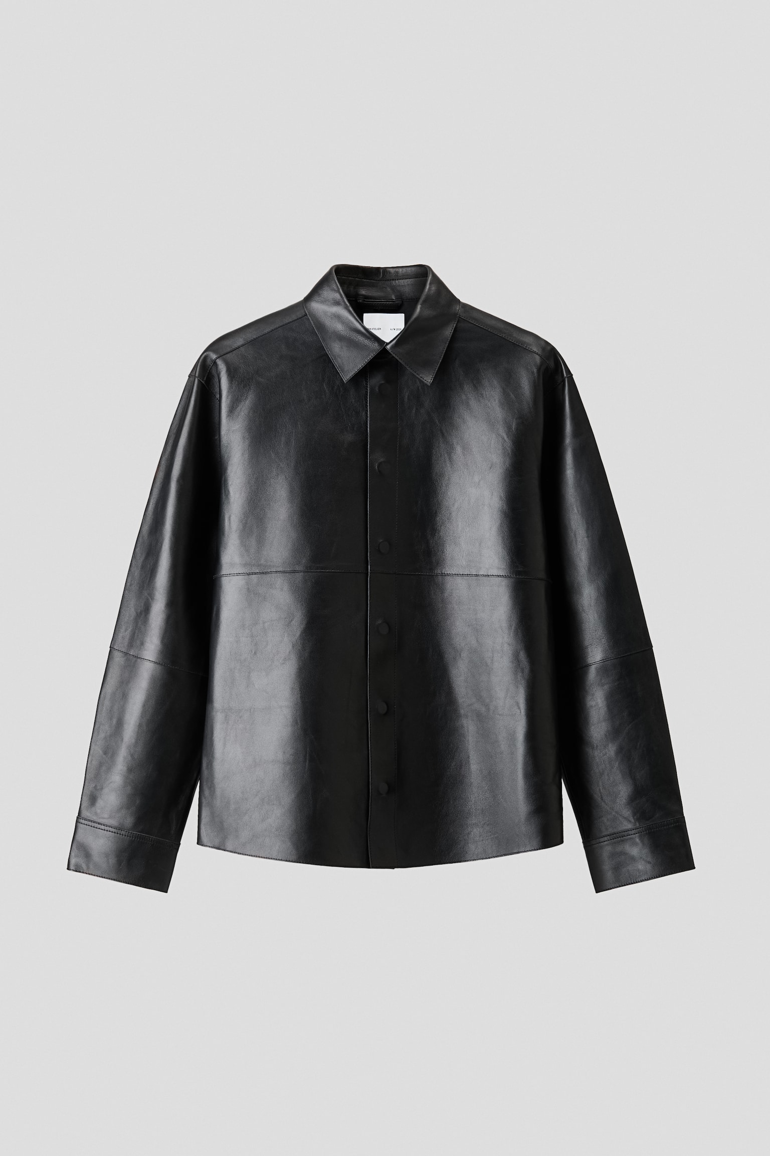 Мужская рубашка H&M Leather Overshirt, цвет: Чёрный — фото 1