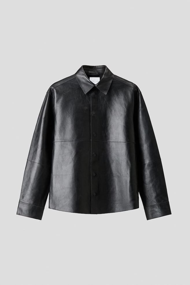 Leather overshirt - Black - 1