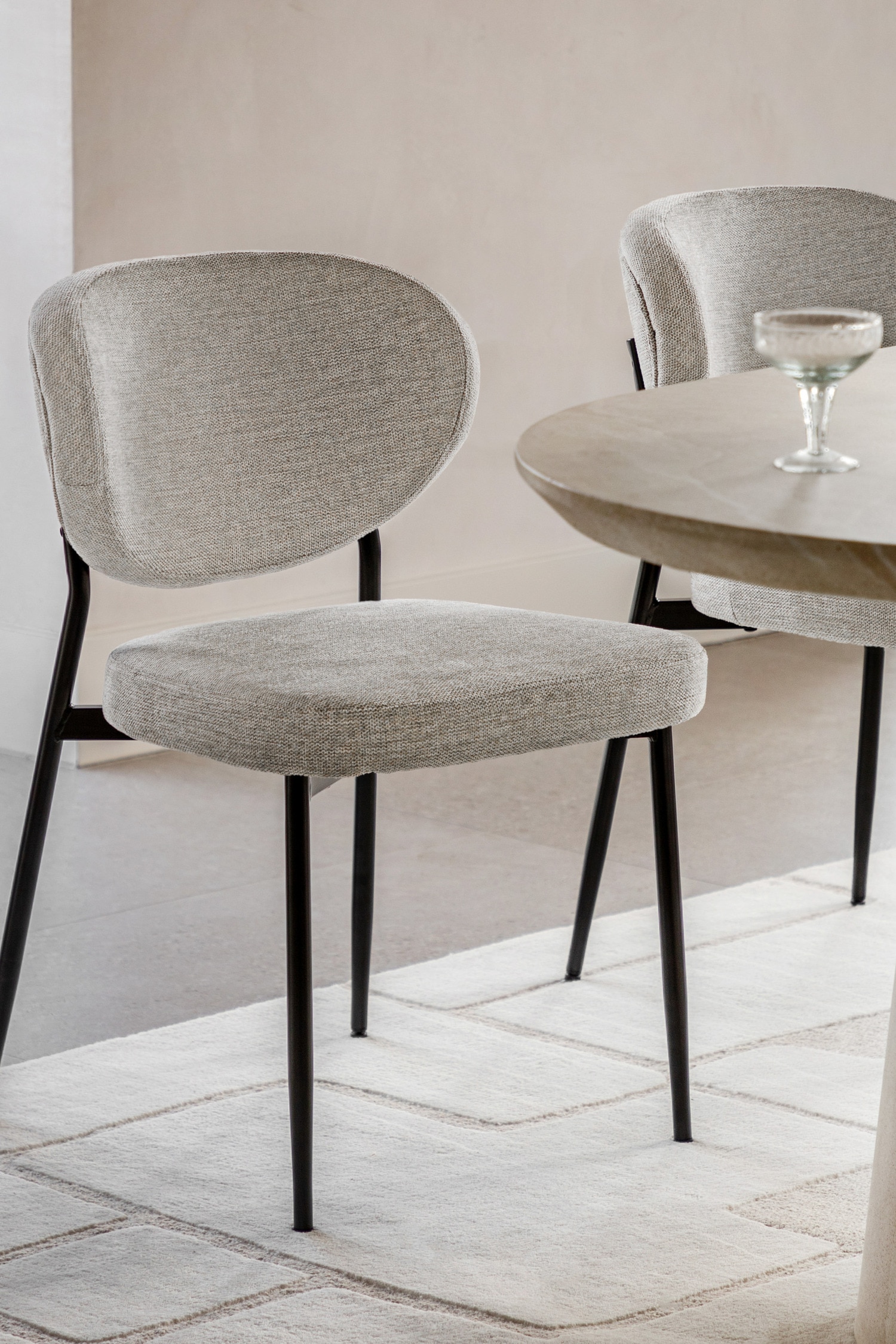 Set Of 2 Upholstered Dining Chairs - Natural/Green