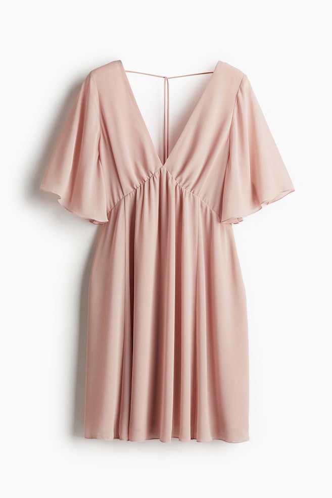 V-neck chiffon dress - Light dusty pink/Light green - 1