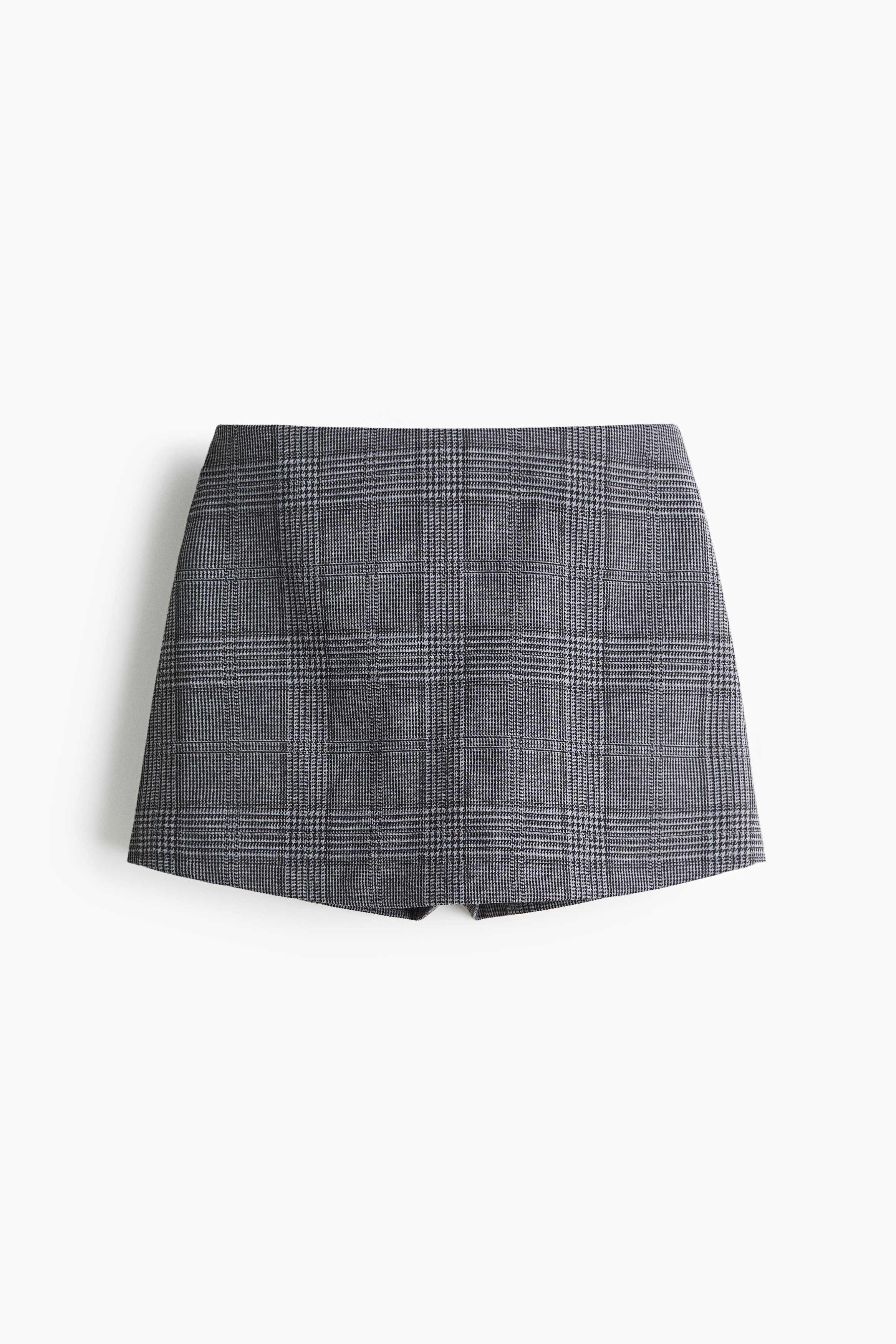 Jersey skort - Grey/Checked/Black/Beige/Dogtooth pattern