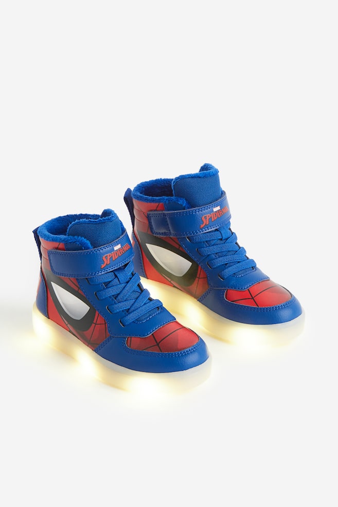 Blinkende, høje sneakers med varmt for - Klar blå/Spider-Man/Blå/Sonic the Hedgehog/Sort/Batman/Blå/Captain America - 1