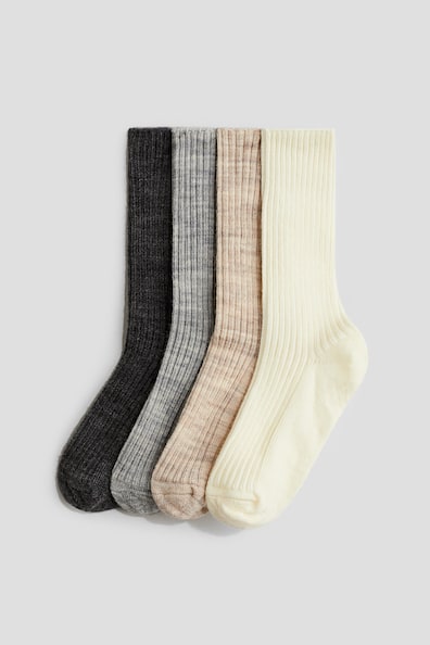 ウールブレンドリブソックス 4足セット