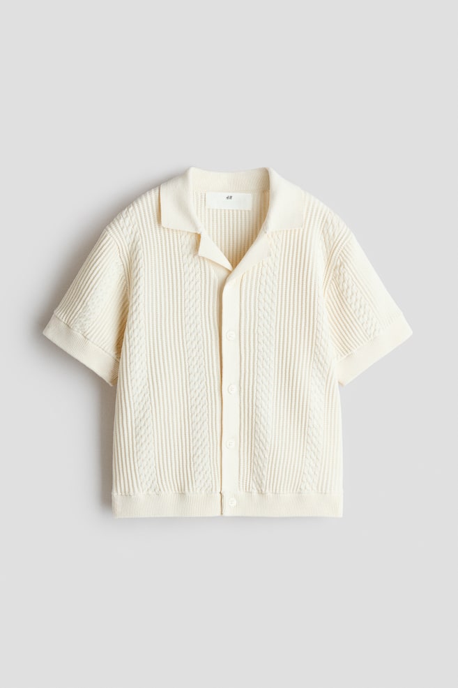 Cămașă casual tricotată texturat - Crem - 1