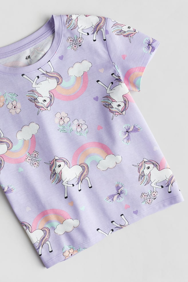 Printed T-shirt - Lilac/Unicorns/White/Unicorn/White/Seashells/Light pink/Unicorn/dc/dc/dc - 2