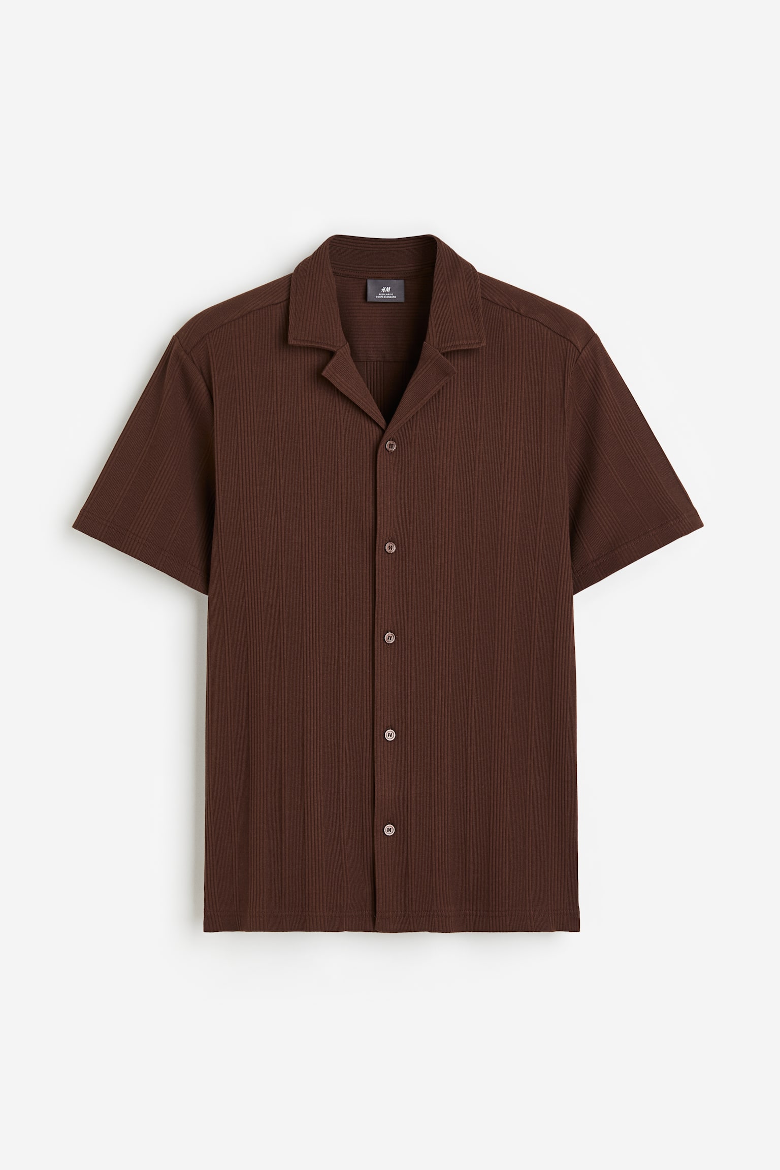 Regular Fit Ribbed resort shirt - Brown - 2