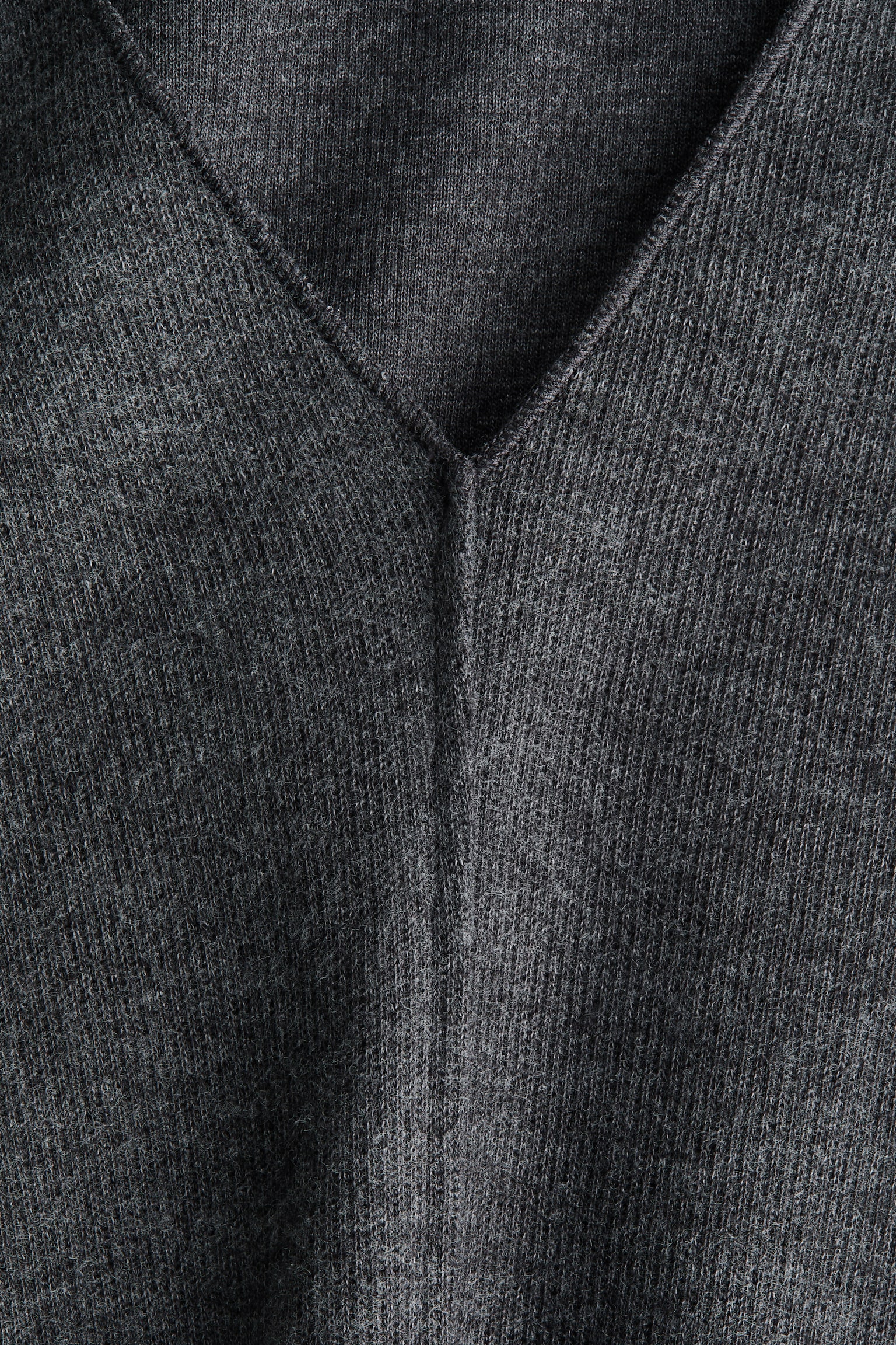 Top con scollo a V in maglia a costine - Grigio scuro mélange/Brown marl/Beige - 2