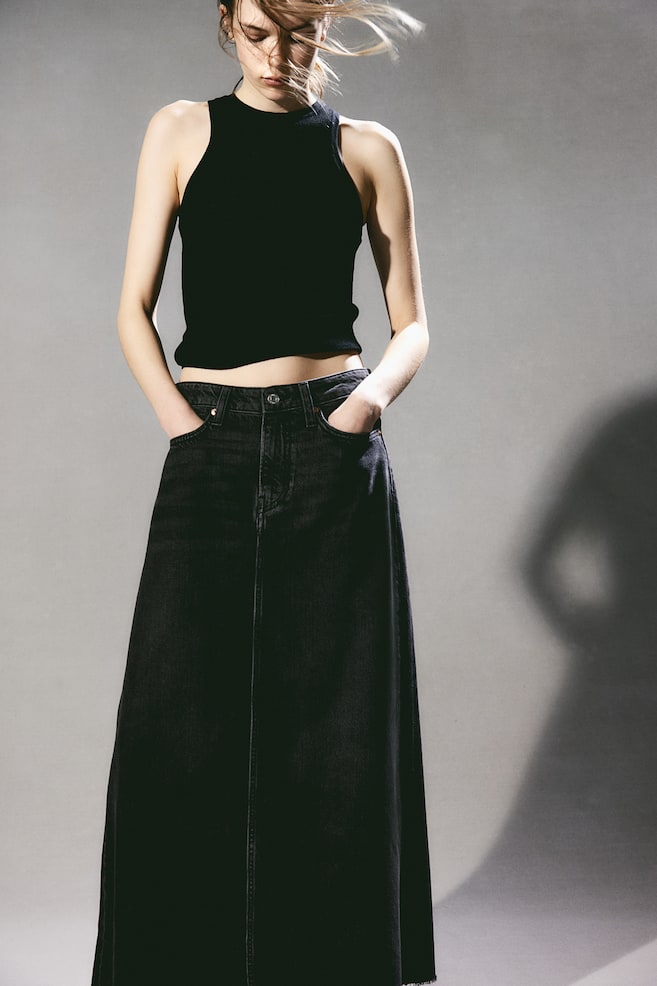 Feather Soft Denim skirt - Black - 1