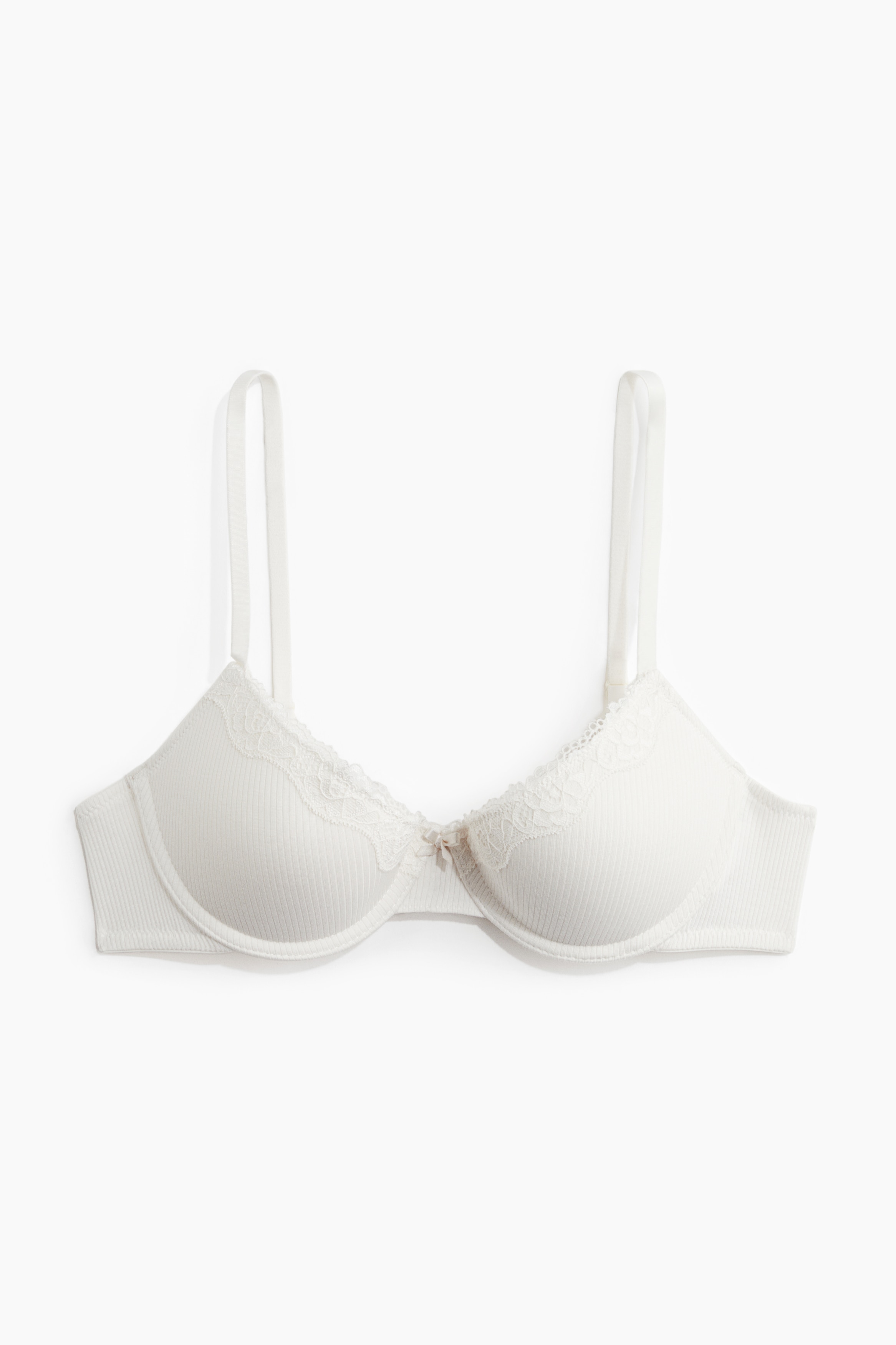 Cotton Demi Push Up Bra - White/Dusty blue