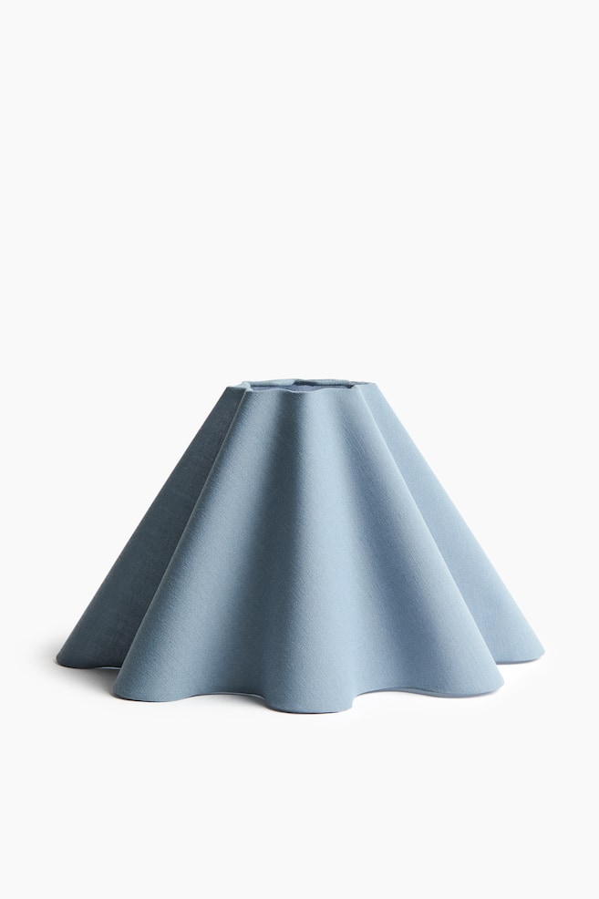 Linen-blend lampshade - Dusty blue/White - 1
