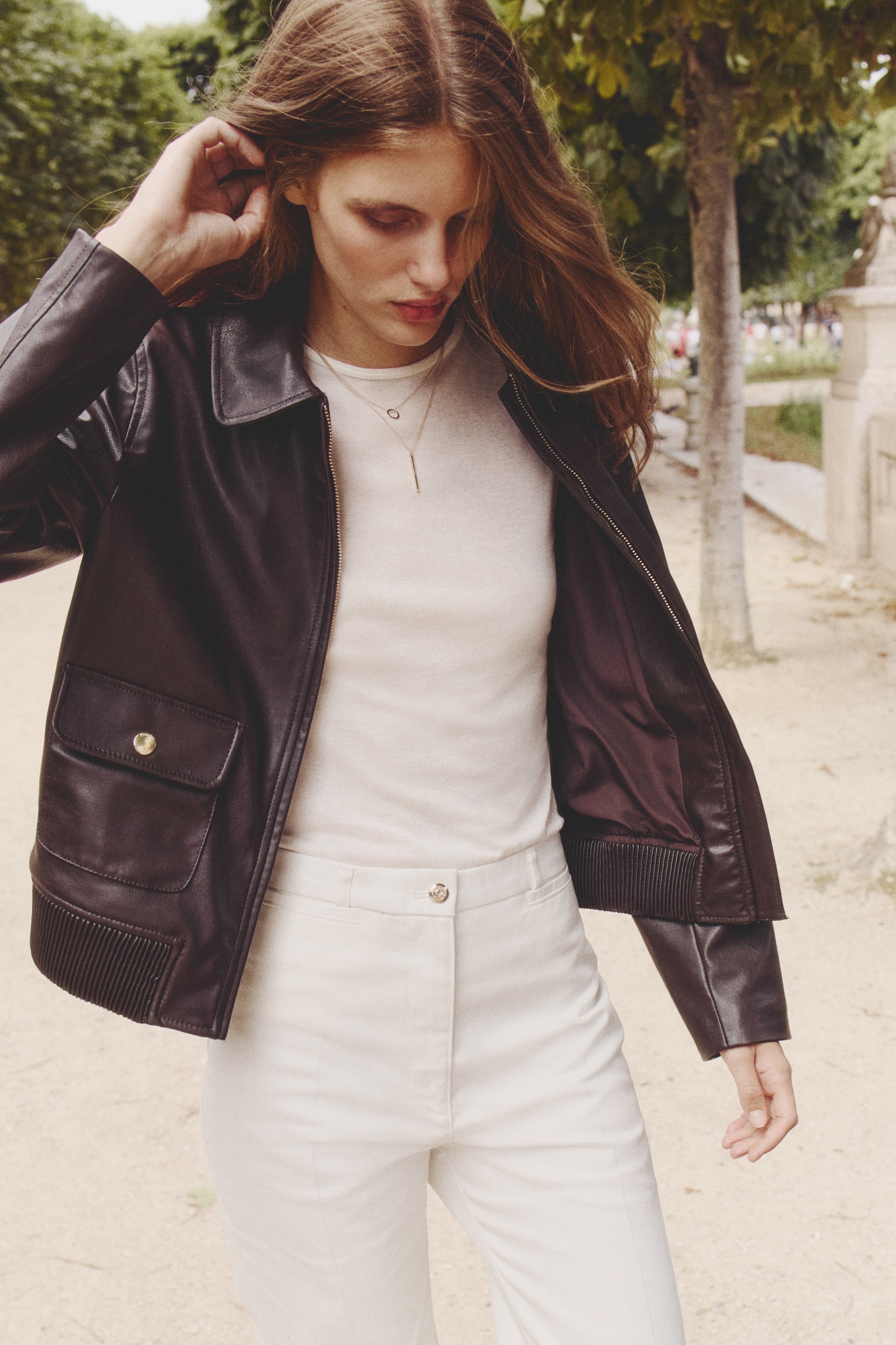 Flared twill trousers
