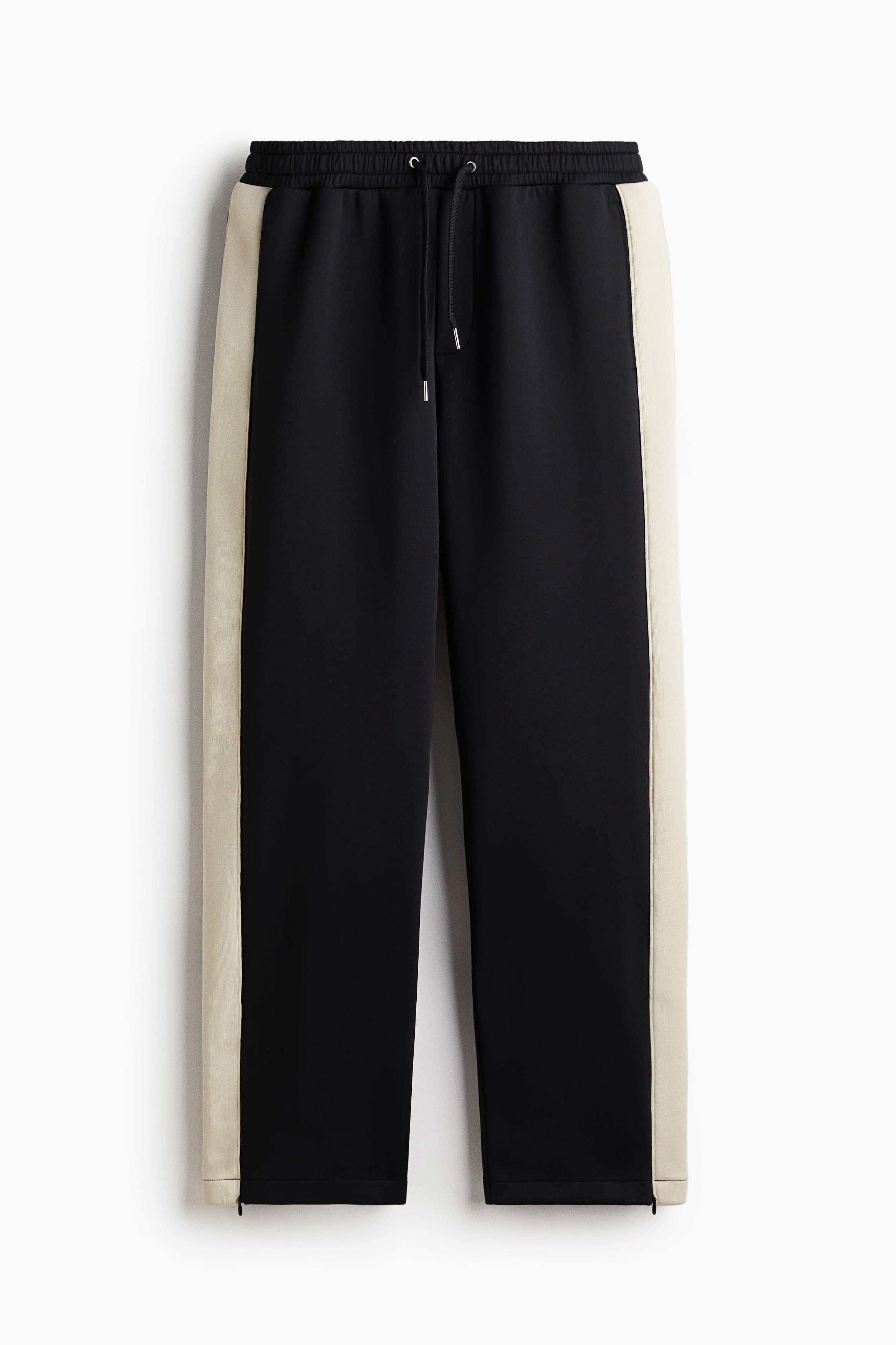 Relaxed Fit Pants With Side Stripes - Black/Light beige/Dark green/Colour block