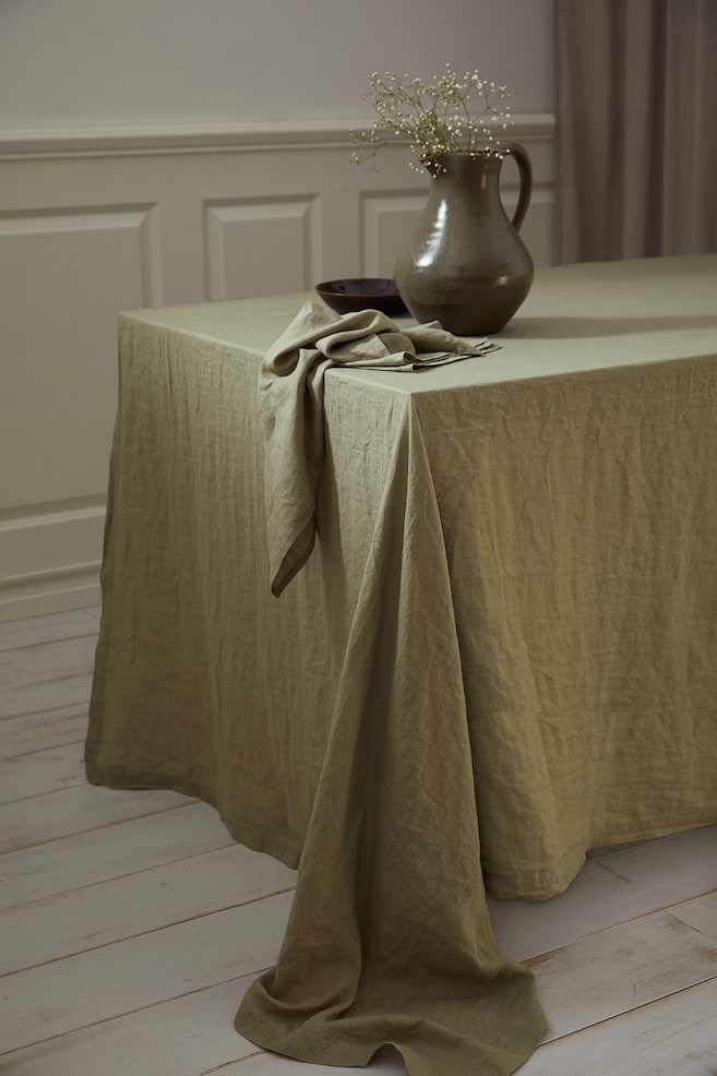 Washed linen tablecloth - Light khaki green/Beige/Grey/White/dc/dc - 2