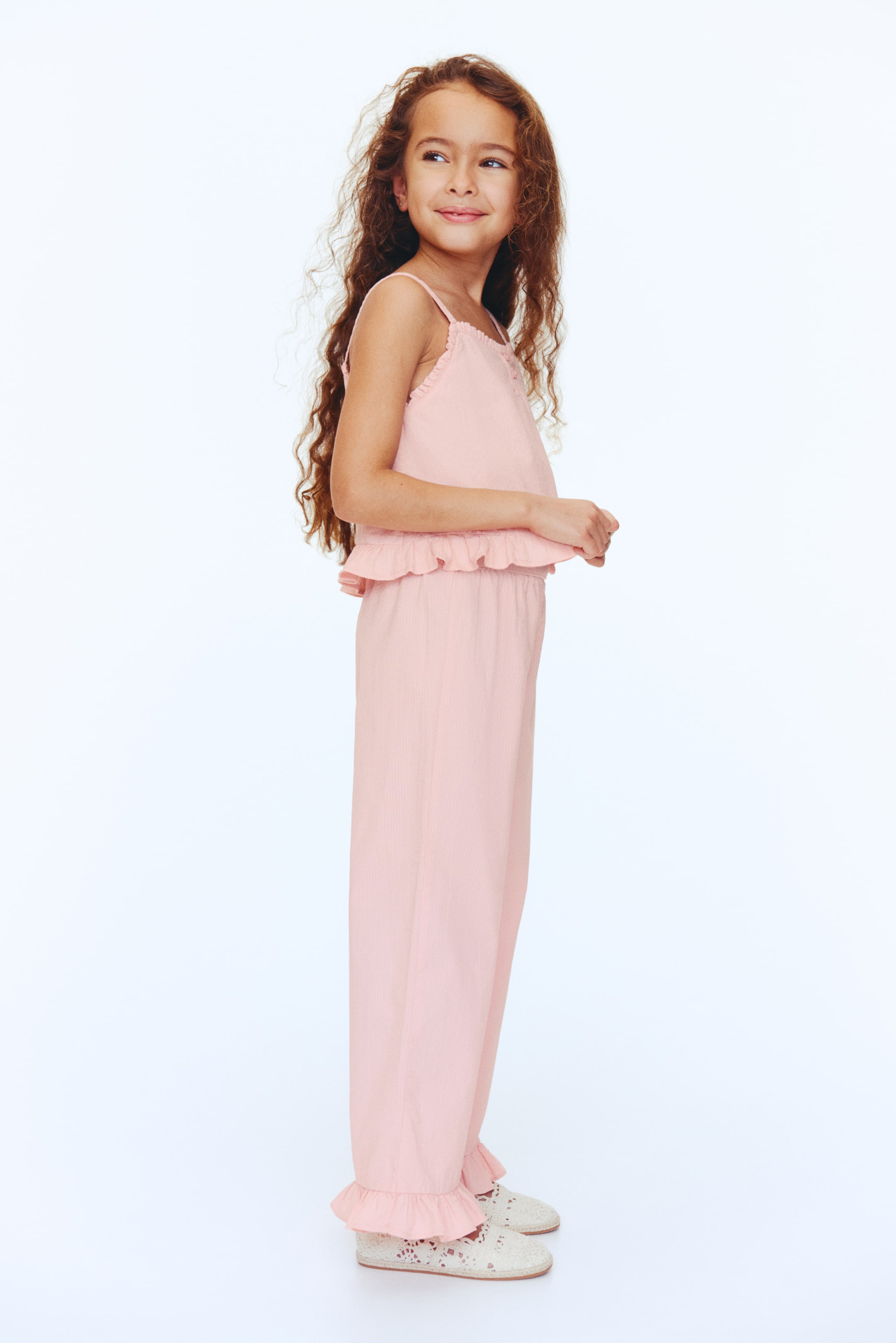 Light pink 2-Piece Ruffle-Trimmed Seersucker Set for kids | H&M US