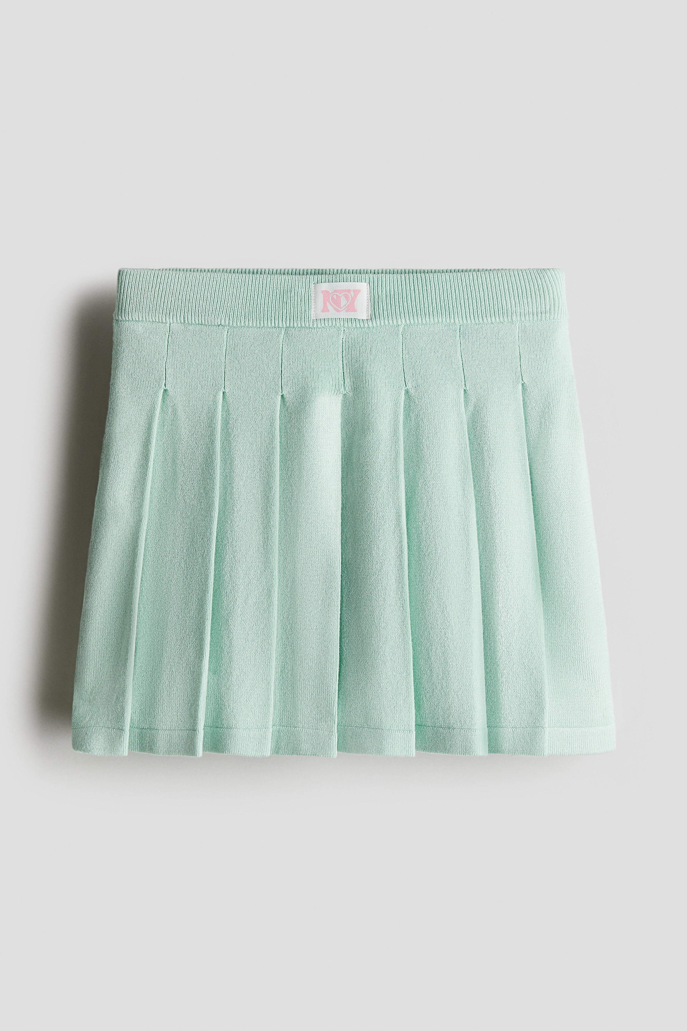 Faltenrock aus Feinstrick - Mintgrün/Weiß