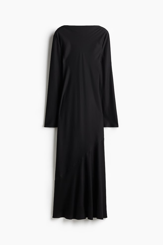 Vestido de satén con espalda descubierta - Negro/Dorado - 1