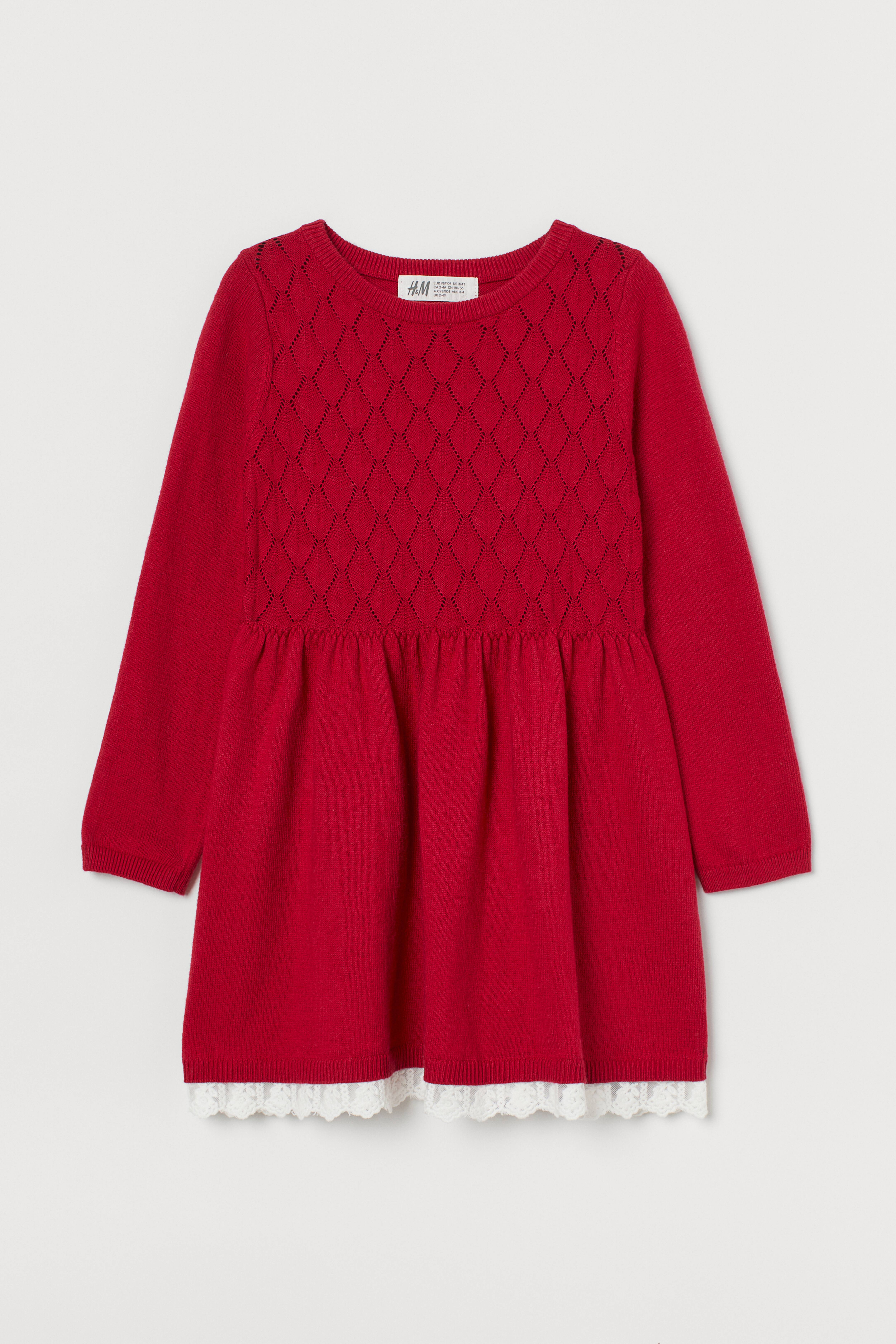 Lace-trimmed Knit Dress