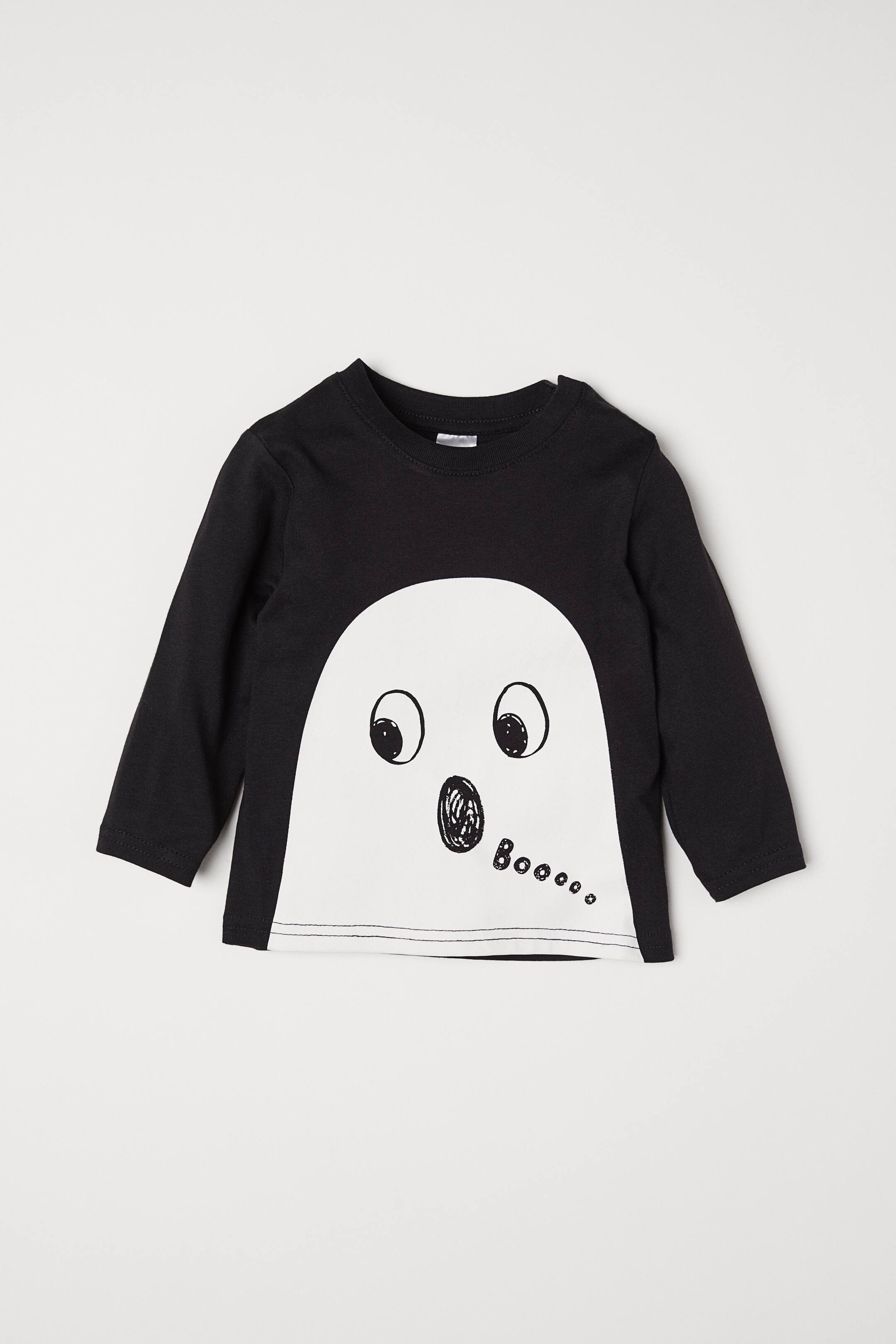 Größeres Bild ansehen: Shirt mit Druck - Schwarz/Gespenst - Kids | H&M DE 1