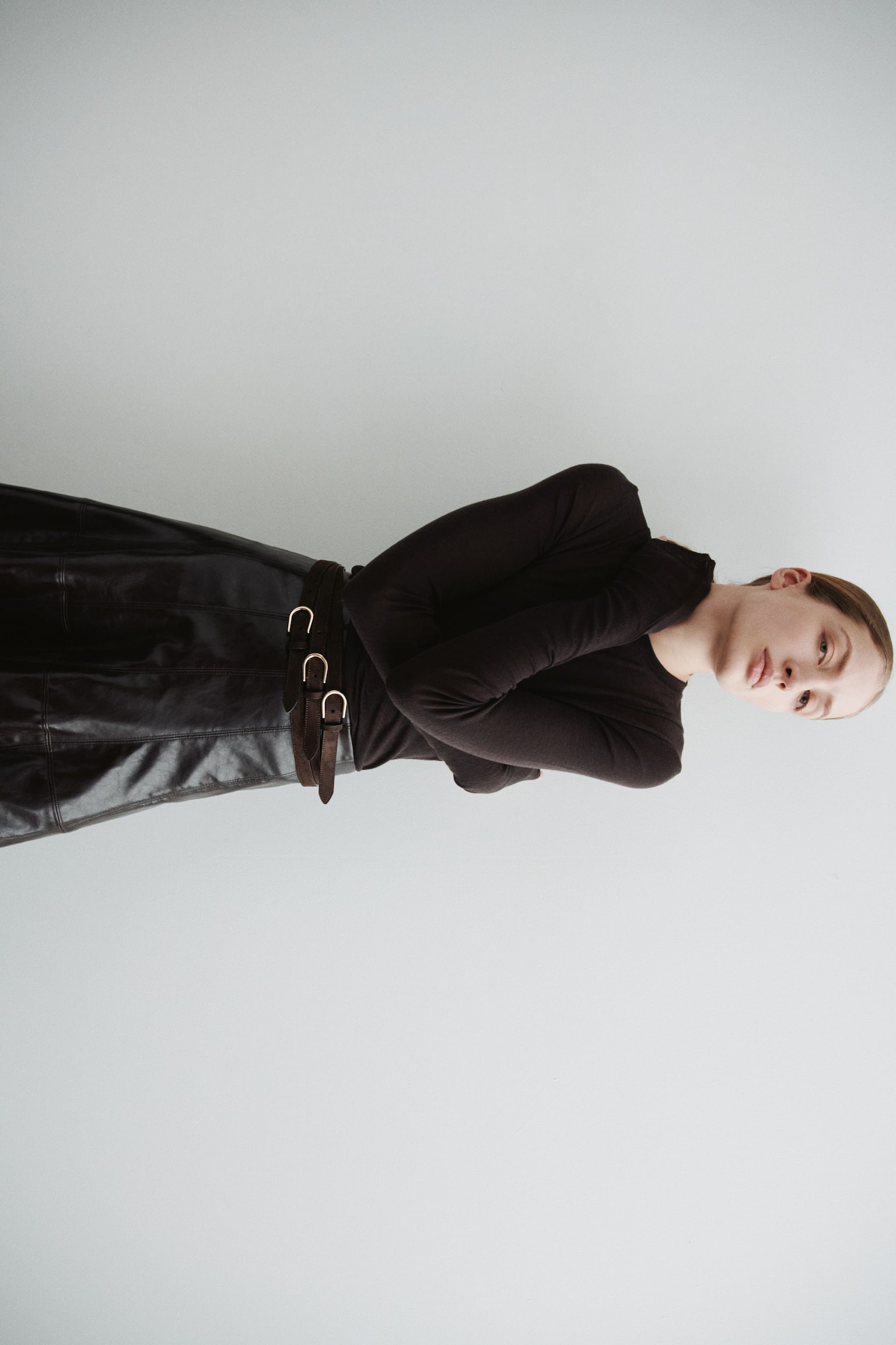 Three-strap waist belt - Dark brown - 6