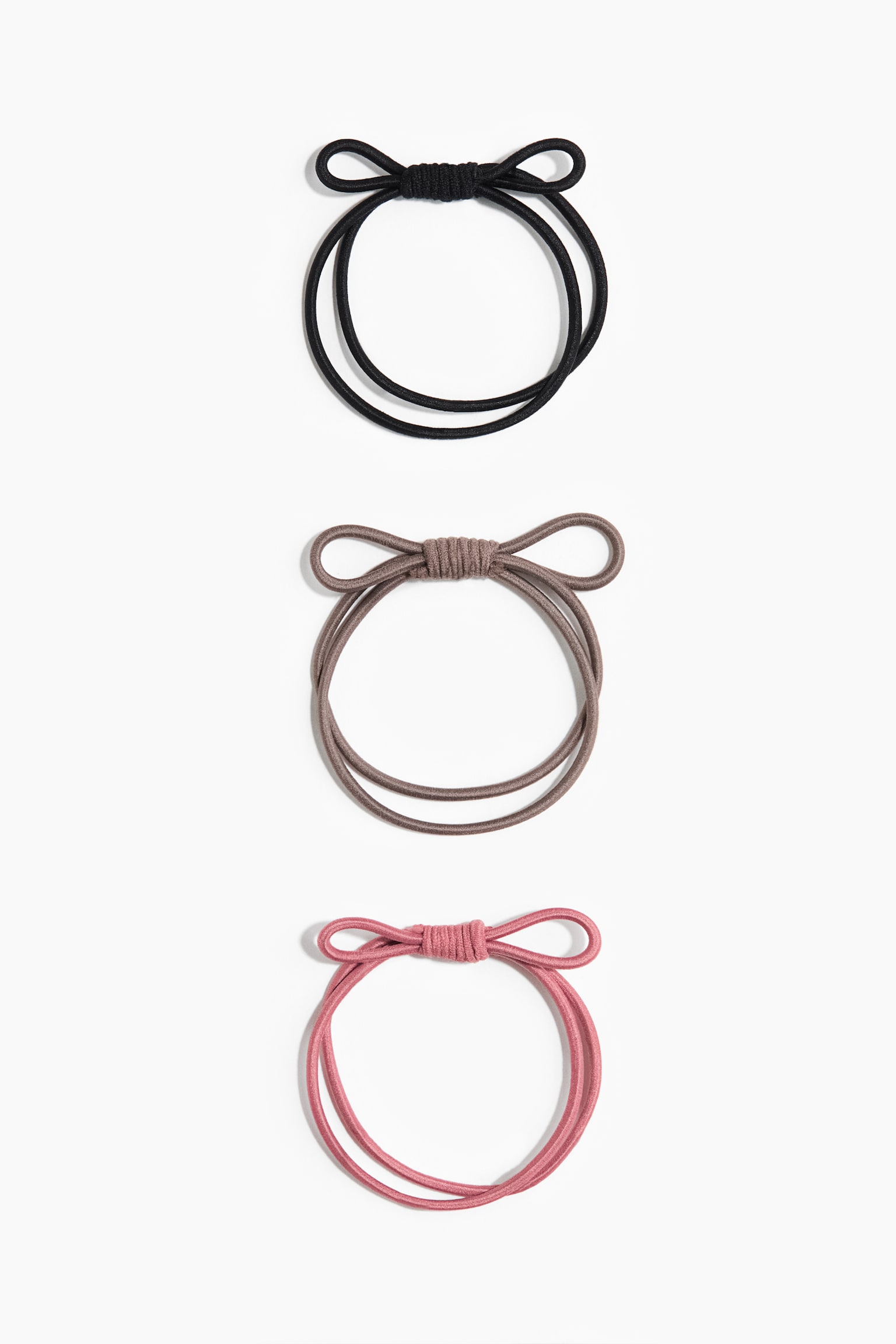 3-Pack Hair Elastics - Pink/brown/black