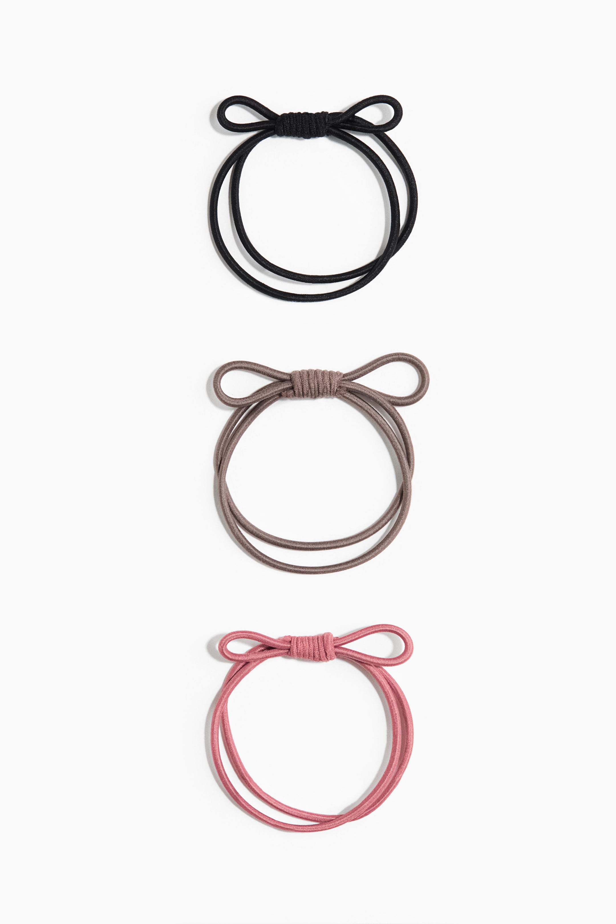 View larger image: 3-Pack Hair Elastics - Pink/brown/black - Ladies | H&M CA 1
